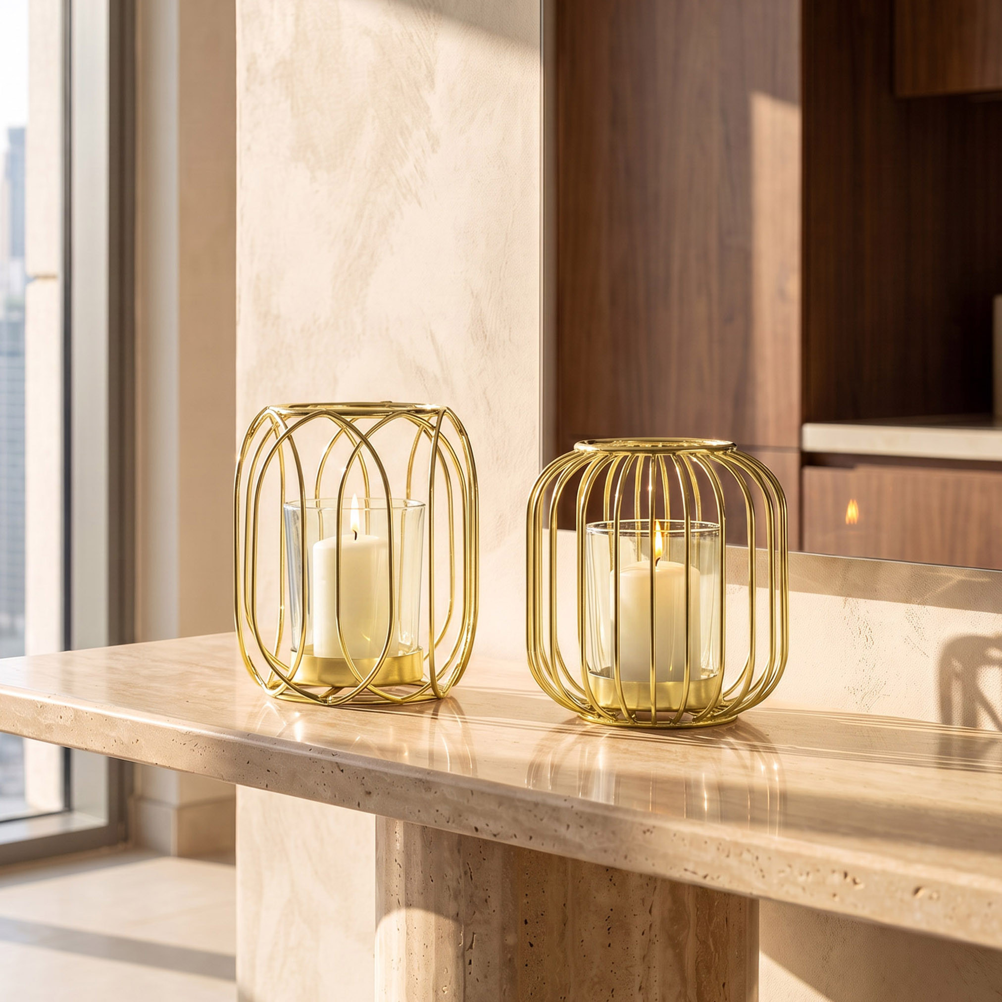 Decorative Candle Holder with Glass - 9x9x11 cm-household-decor-candleholdersandlanterns-image-5