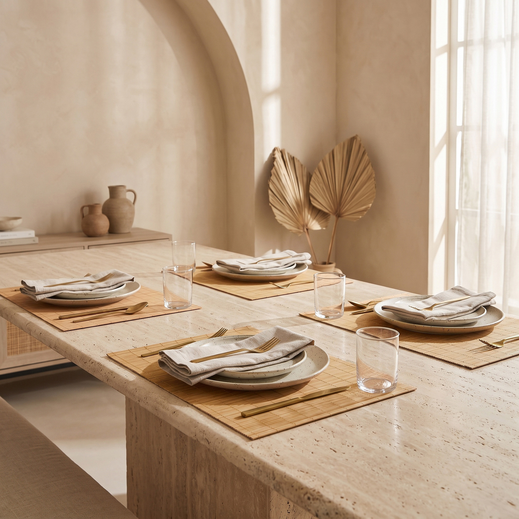 طقم لبادات صحون خيزران 4 قطع - 30x40 سم-household-dining-tablelinen-placemats-image-2