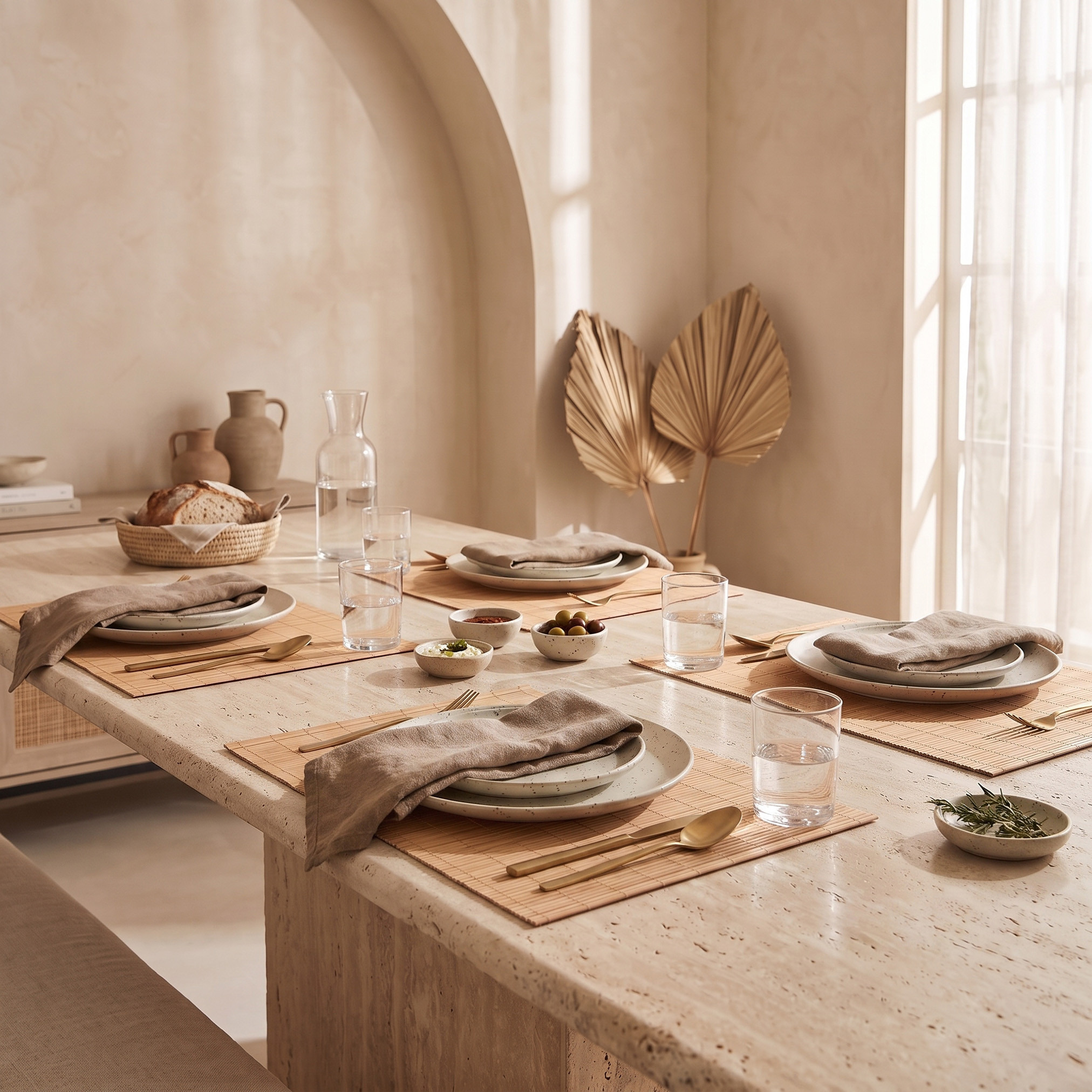 طقم لبادات صحون خيزران 4 قطع - 30x40 سم-household-dining-tablelinen-placemats-image-4