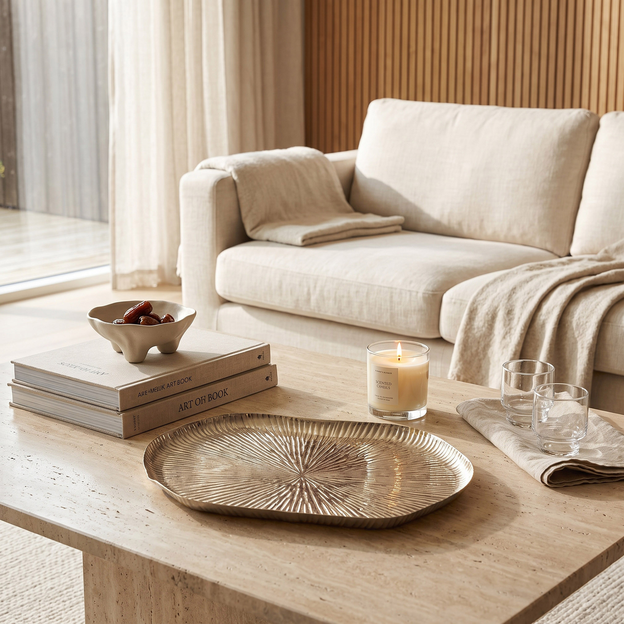 صينية ديكور معدن بارزة الملمس - 28 سم-household-decor-boxesandtrays-image-1