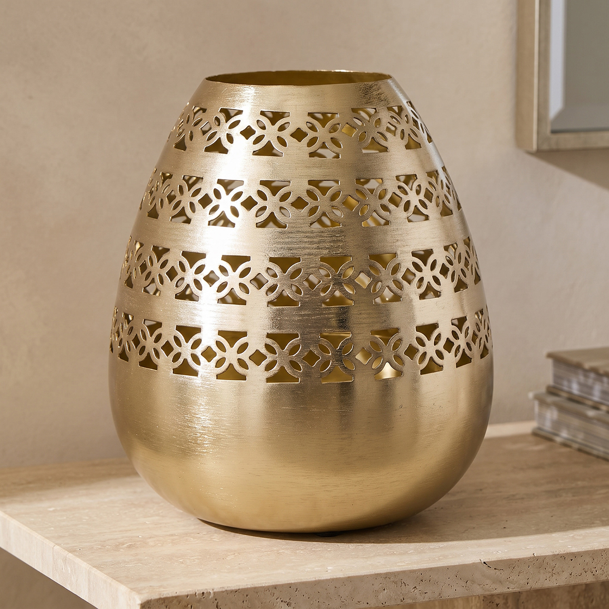 Decorative Floral Cutwork Vase - 18 cm-household-decor-vasesandbowls-image-1