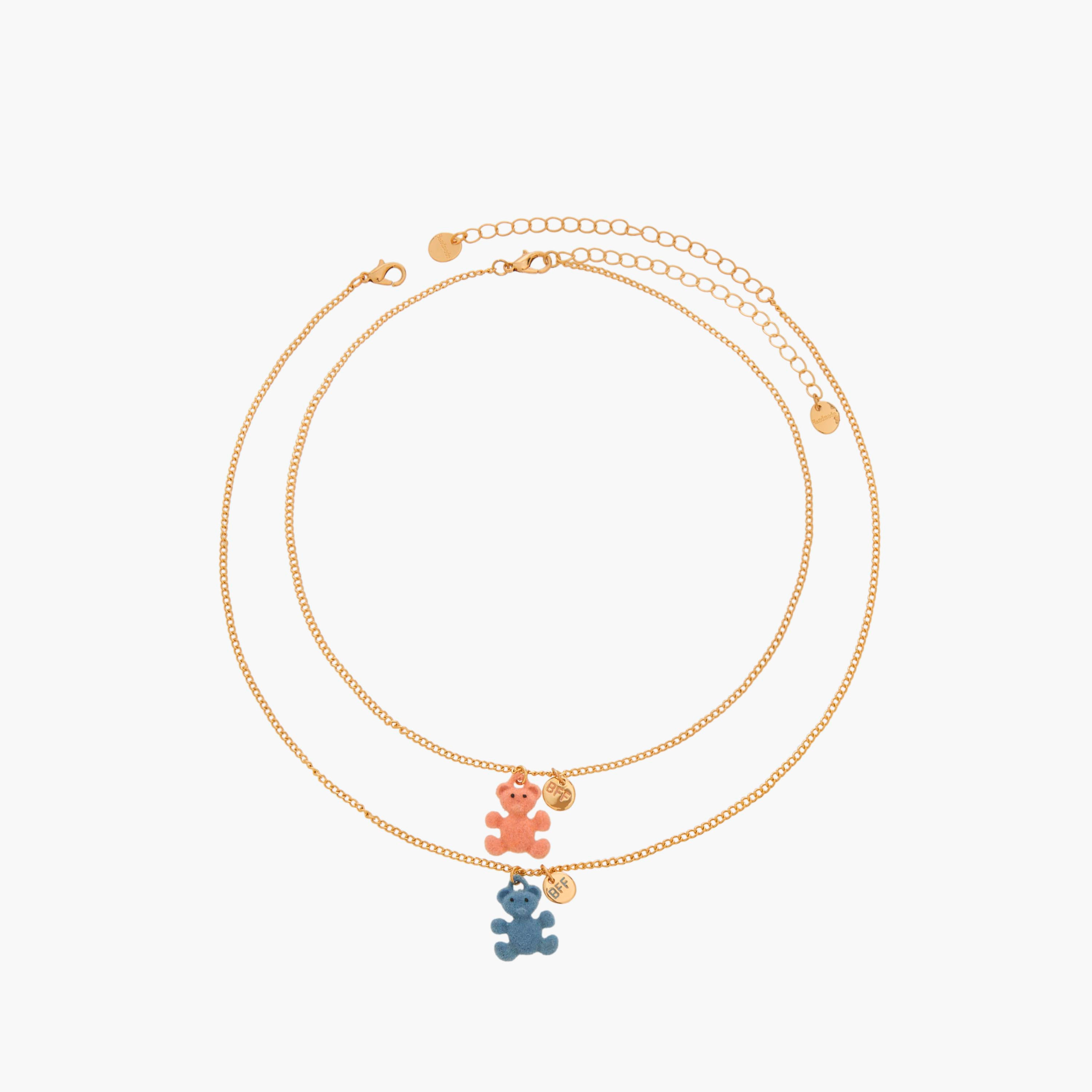 طقم قلادات ذهبية قطعتين بدلاية دب-women-watchesandjewellery-jewellery-necklacesandpendants-image-1