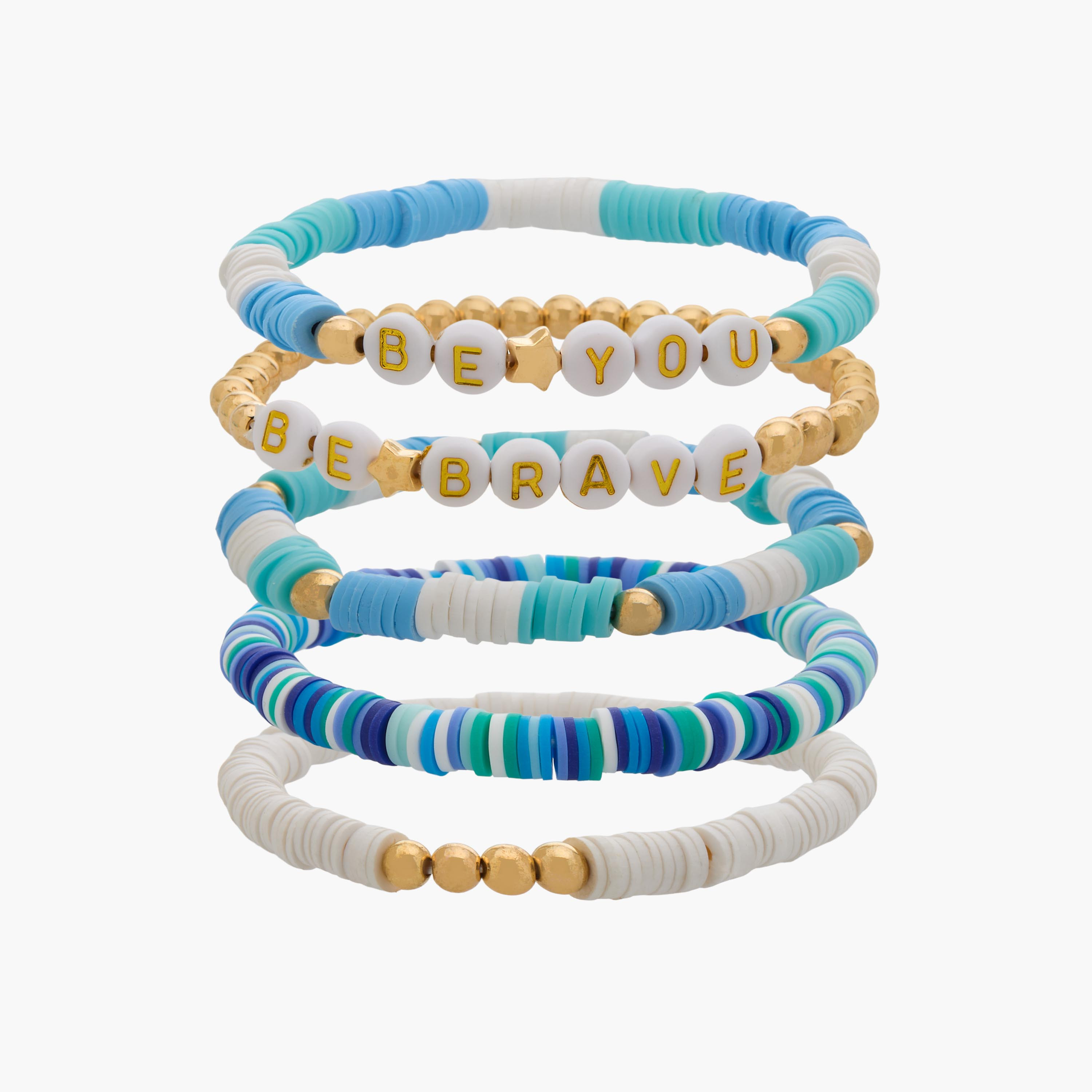 طقم من 5 أساور خرز معدنية قابلة للتمدد-women-watchesandjewellery-jewellery-banglesandbracelets-image-1