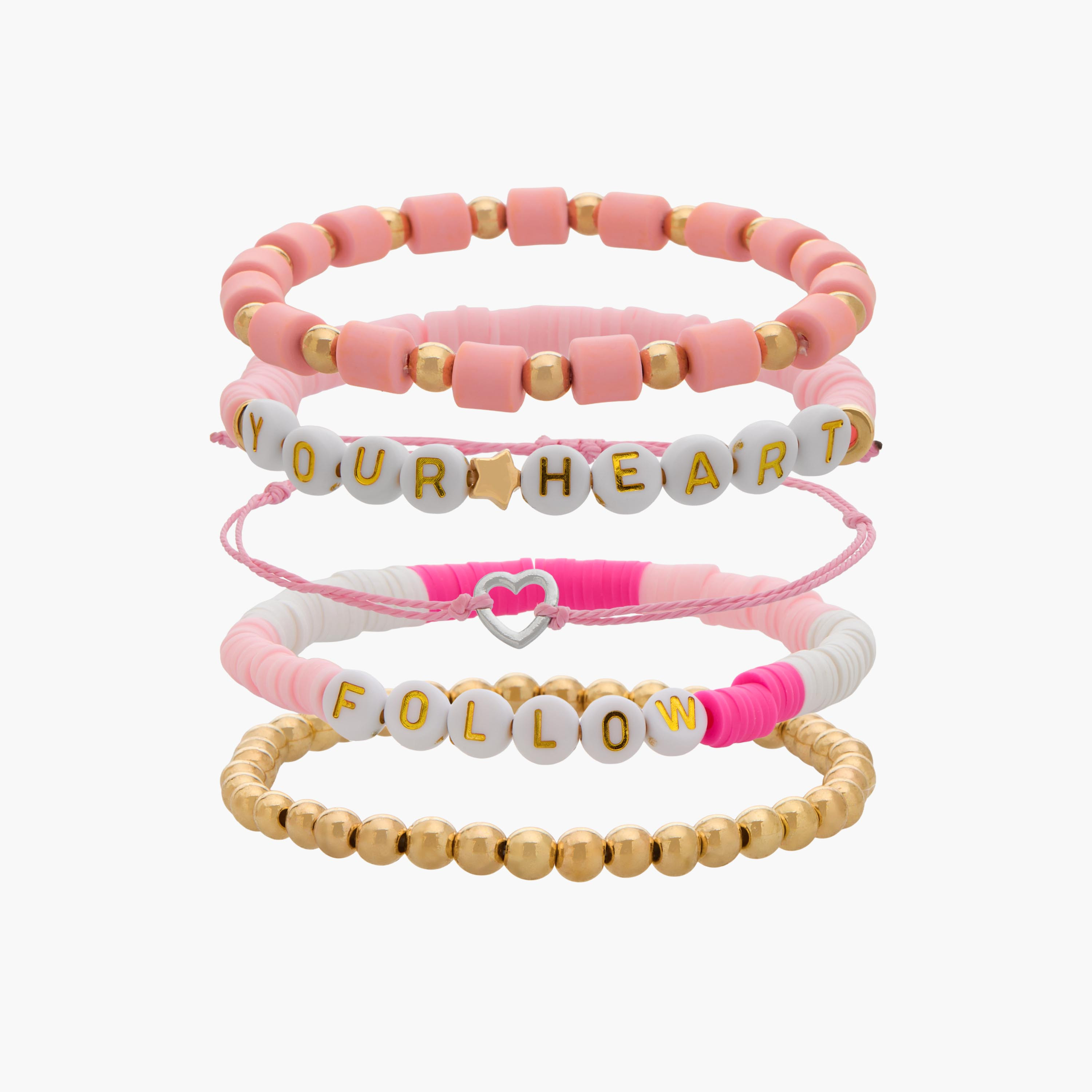 طقم من 5 أساور خرز معدنية بتعليقة-women-watchesandjewellery-jewellery-banglesandbracelets-image-1