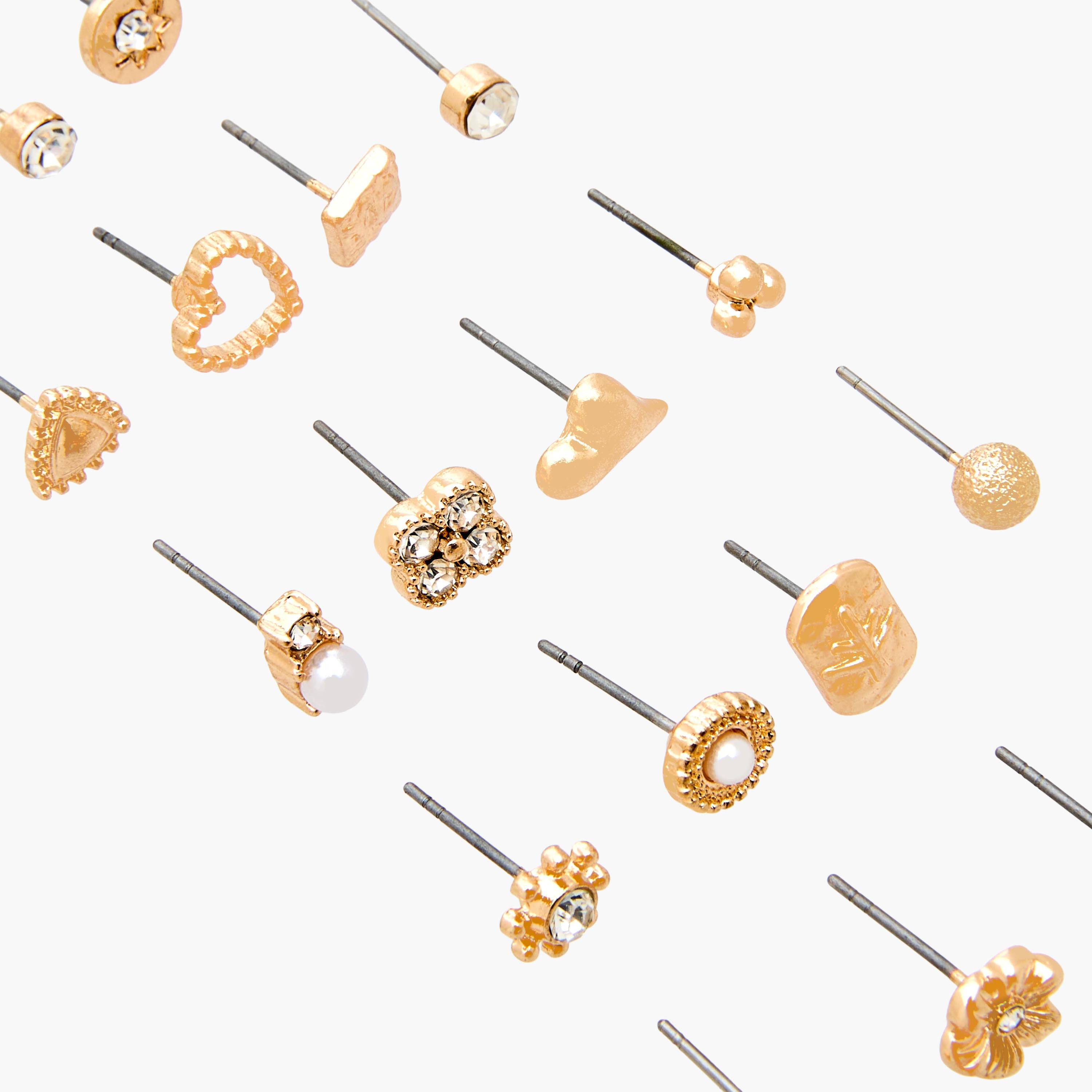 حلقان دبوس بلون ذهبي ومكبس إغلاق - عبوة 20 زوج-women-watchesandjewellery-jewellery-earrings-image-3