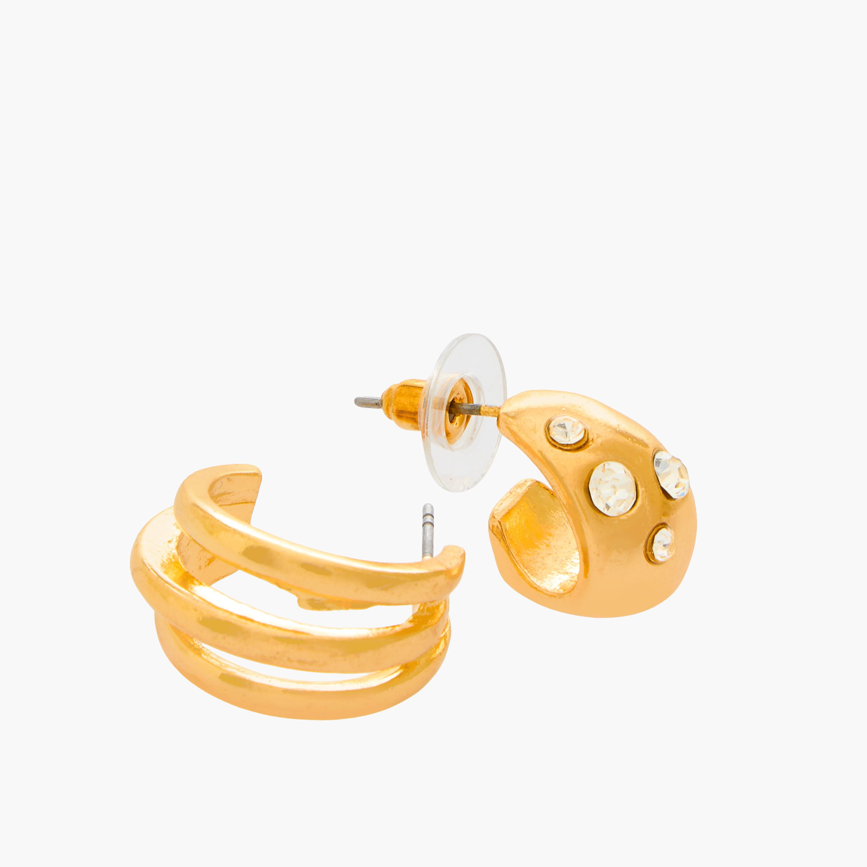 حلقان طوق بلون ذهبي ومكبس إغلاق - عبوة 6 أزواج-women-watchesandjewellery-jewellery-earrings-image-4