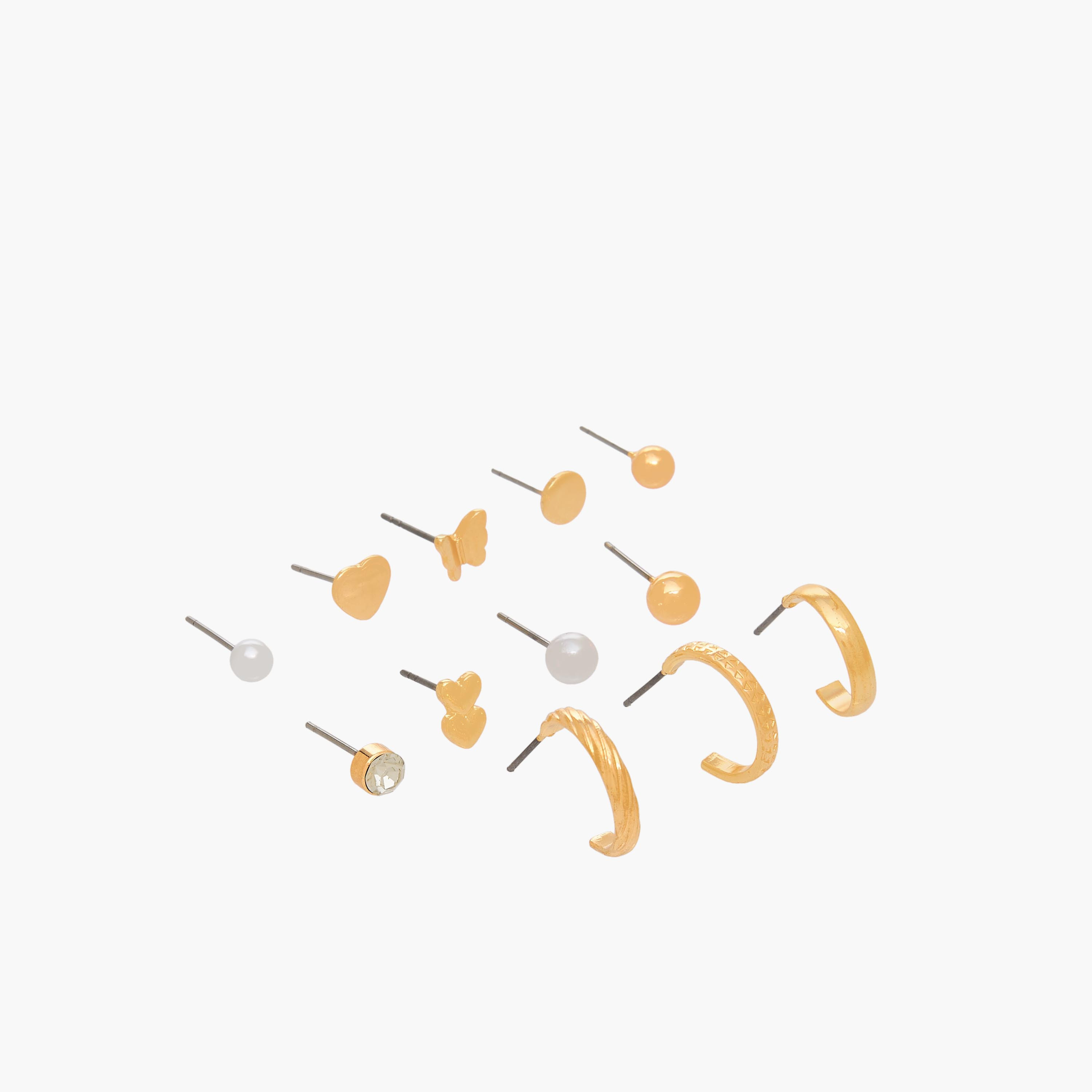 Pack of 12 God Tone Assorted Earrings with Pushback Closure-women-watchesandjewellery-jewellery-earrings-image-3