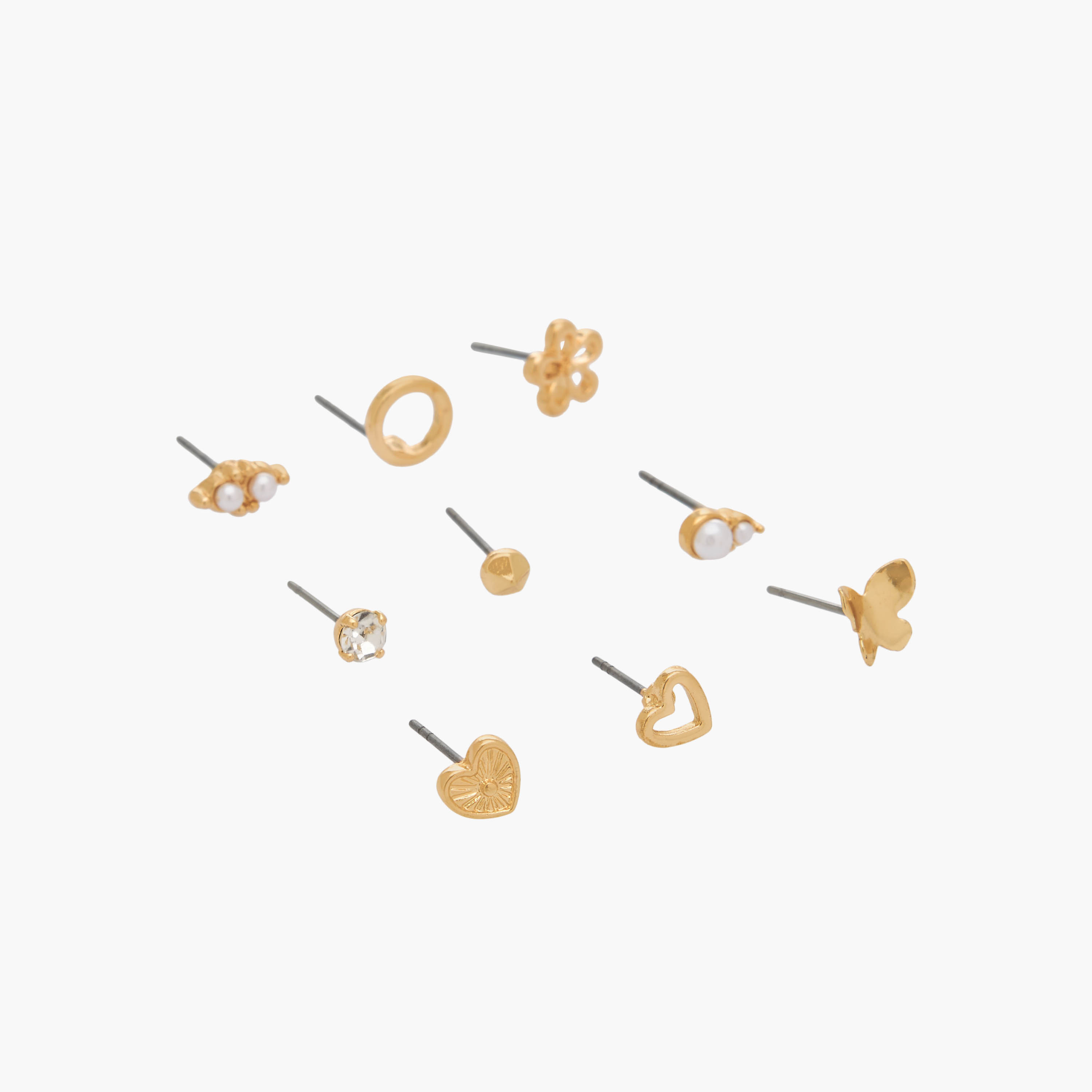 طقم حلقان مرصعة بلون ذهبي ومكبس إغلاق خلفي من 9 أزواج-women-watchesandjewellery-jewellery-earrings-image-3
