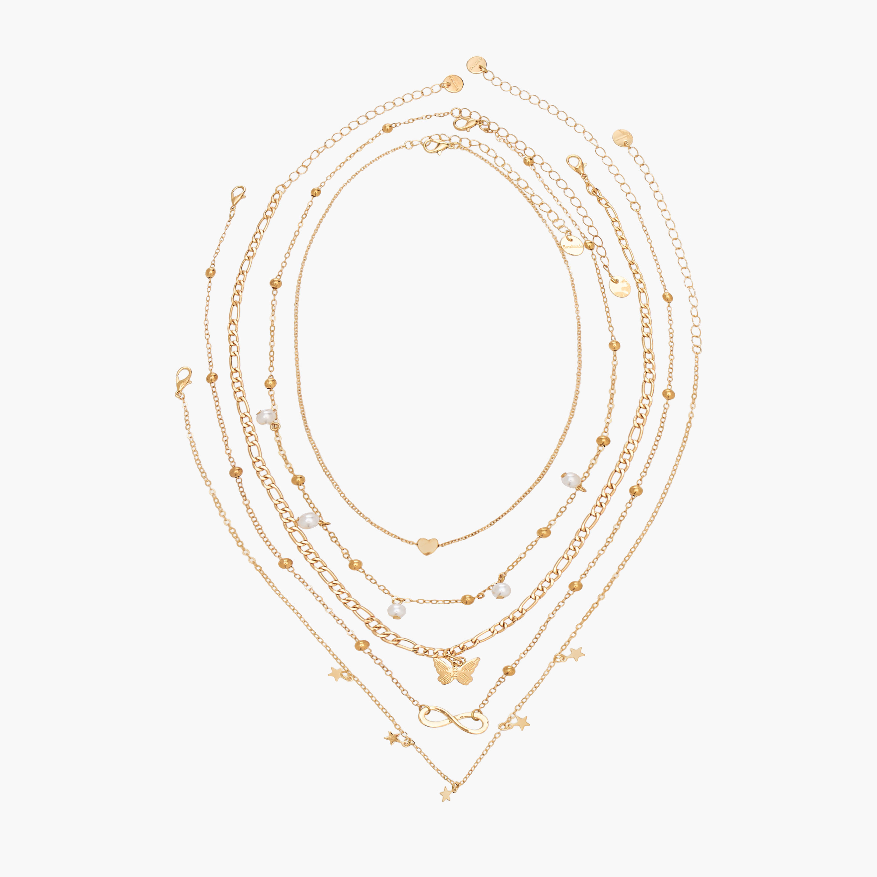 Pack of 5 Gold Tone Necklace with Metallic Charms-women-watchesandjewellery-jewellery-necklacesandpendants-image-1