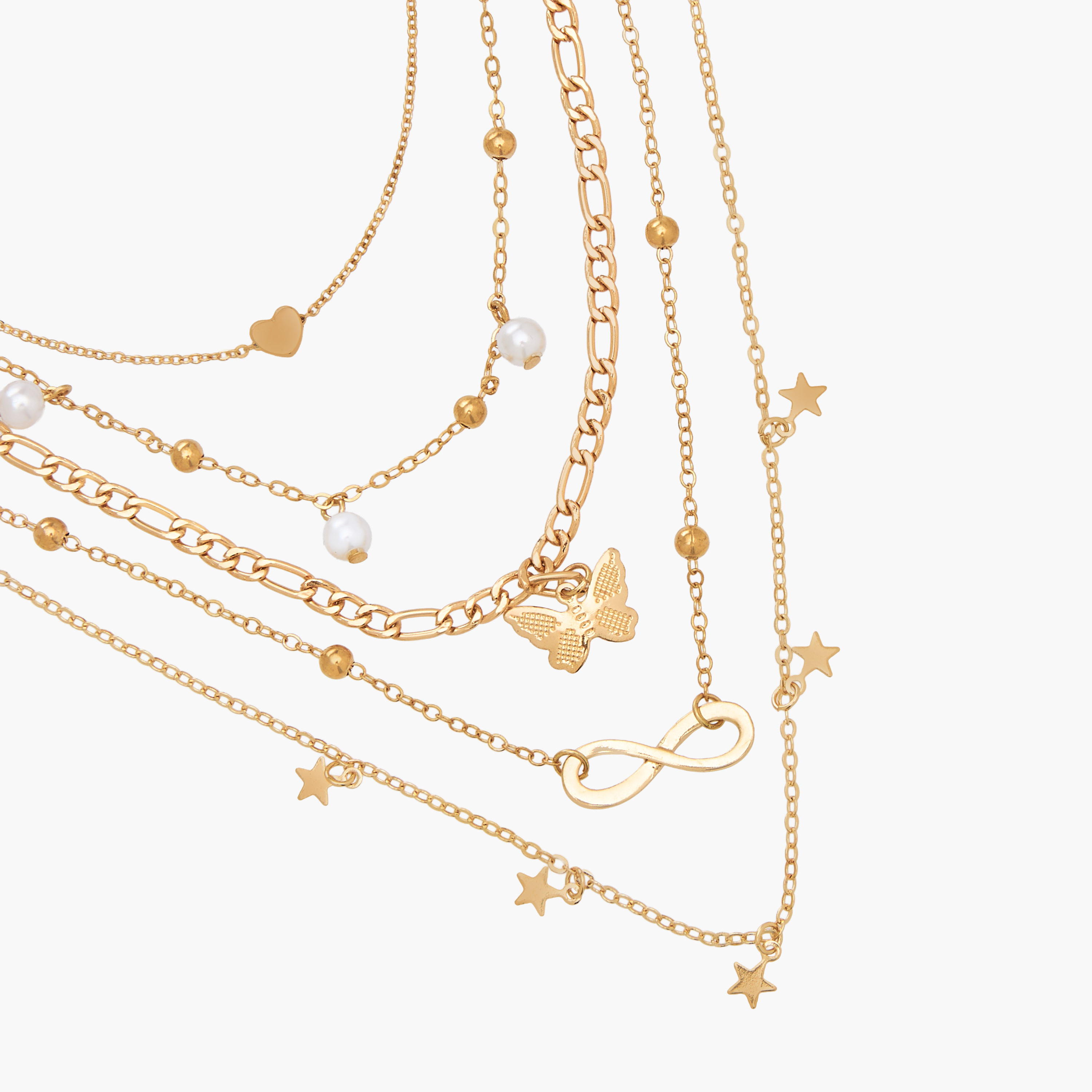 Pack of 5 Gold Tone Necklace with Metallic Charms-women-watchesandjewellery-jewellery-necklacesandpendants-image-7