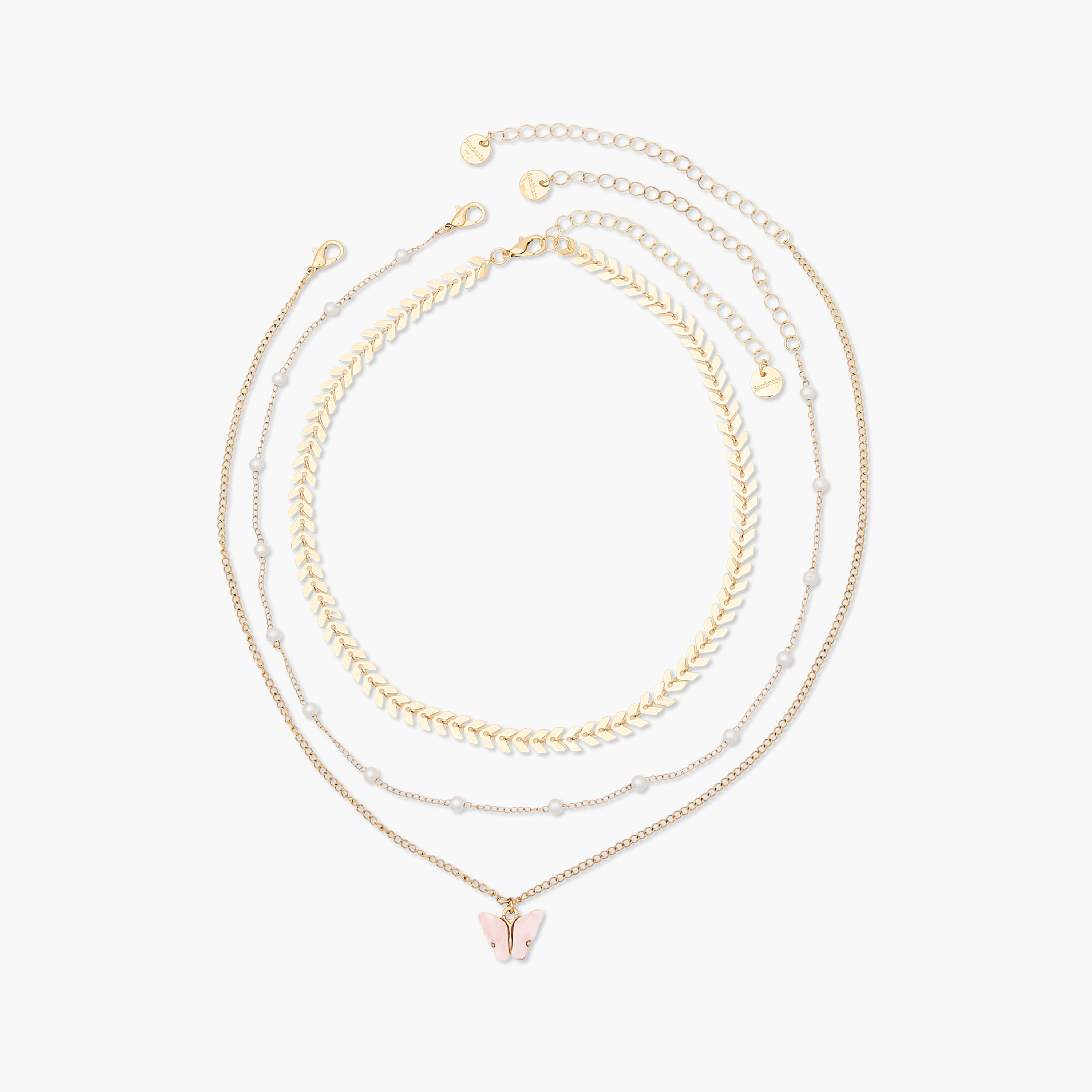 Pack of 3 Gold Tone Necklace with Butterfly Pendant-women-watchesandjewellery-jewellery-necklacesandpendants-image-1