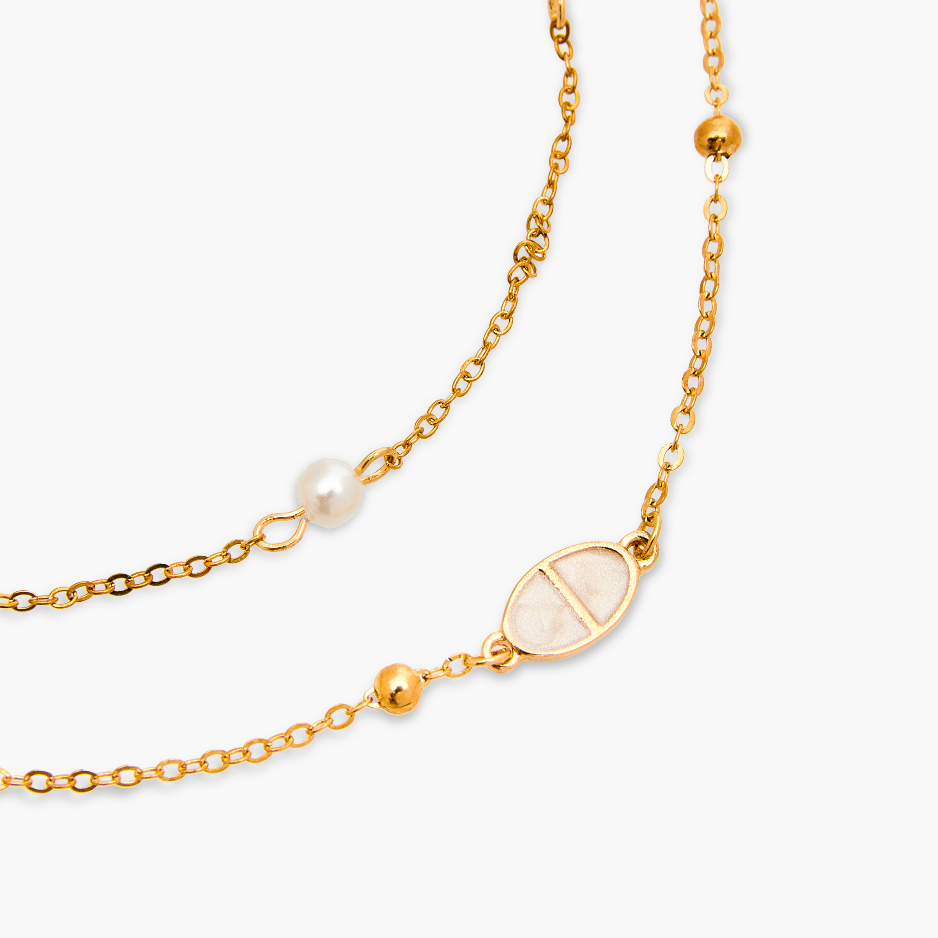 طقم قلادة بلون ذهبي مع تعليقات خرز - قطعتين-women-watchesandjewellery-jewellery-necklacesandpendants-image-3