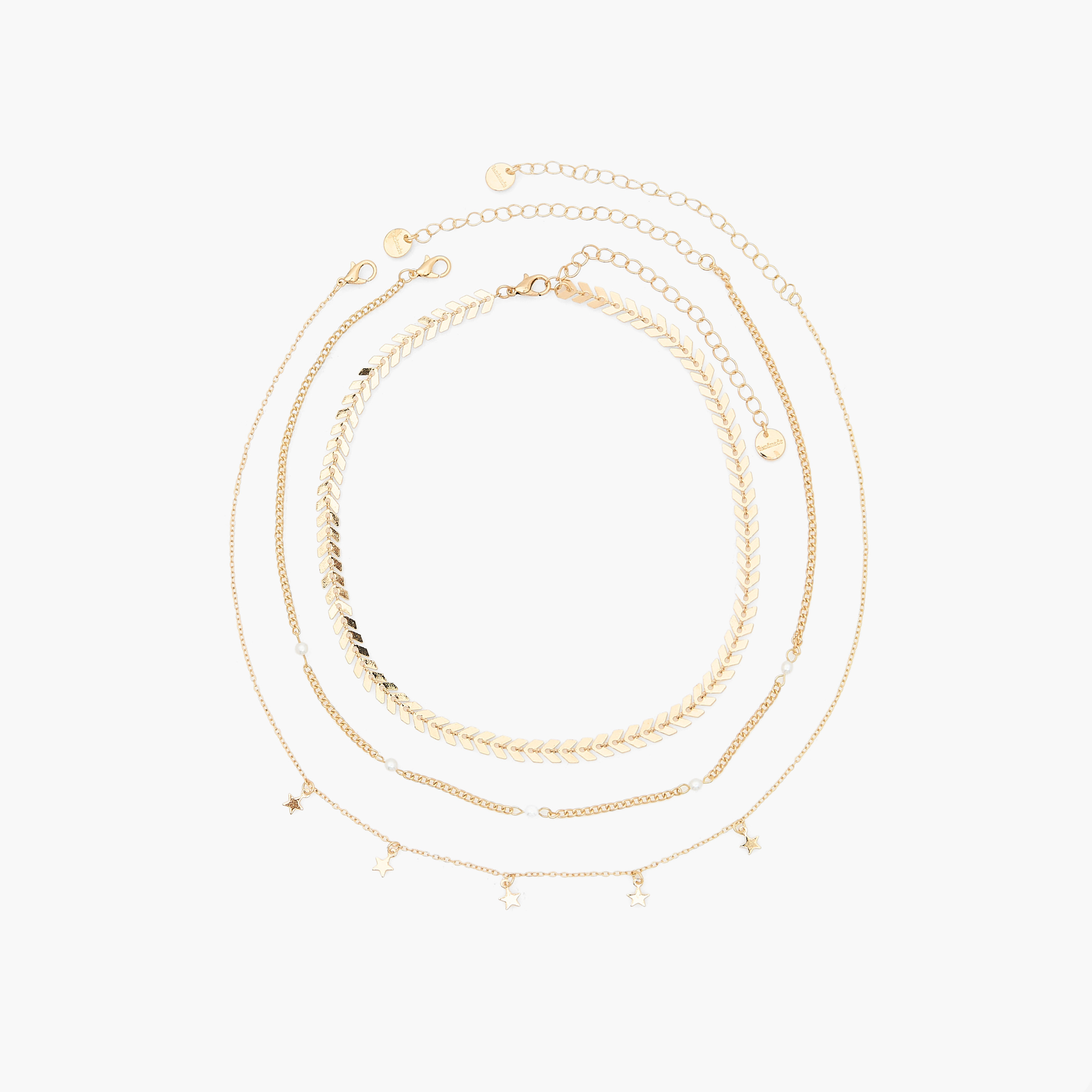 طقم قلادات بلون ذهبي مع قفل مخلب - 3 قطع-women-watchesandjewellery-jewellery-necklacesandpendants-image-1