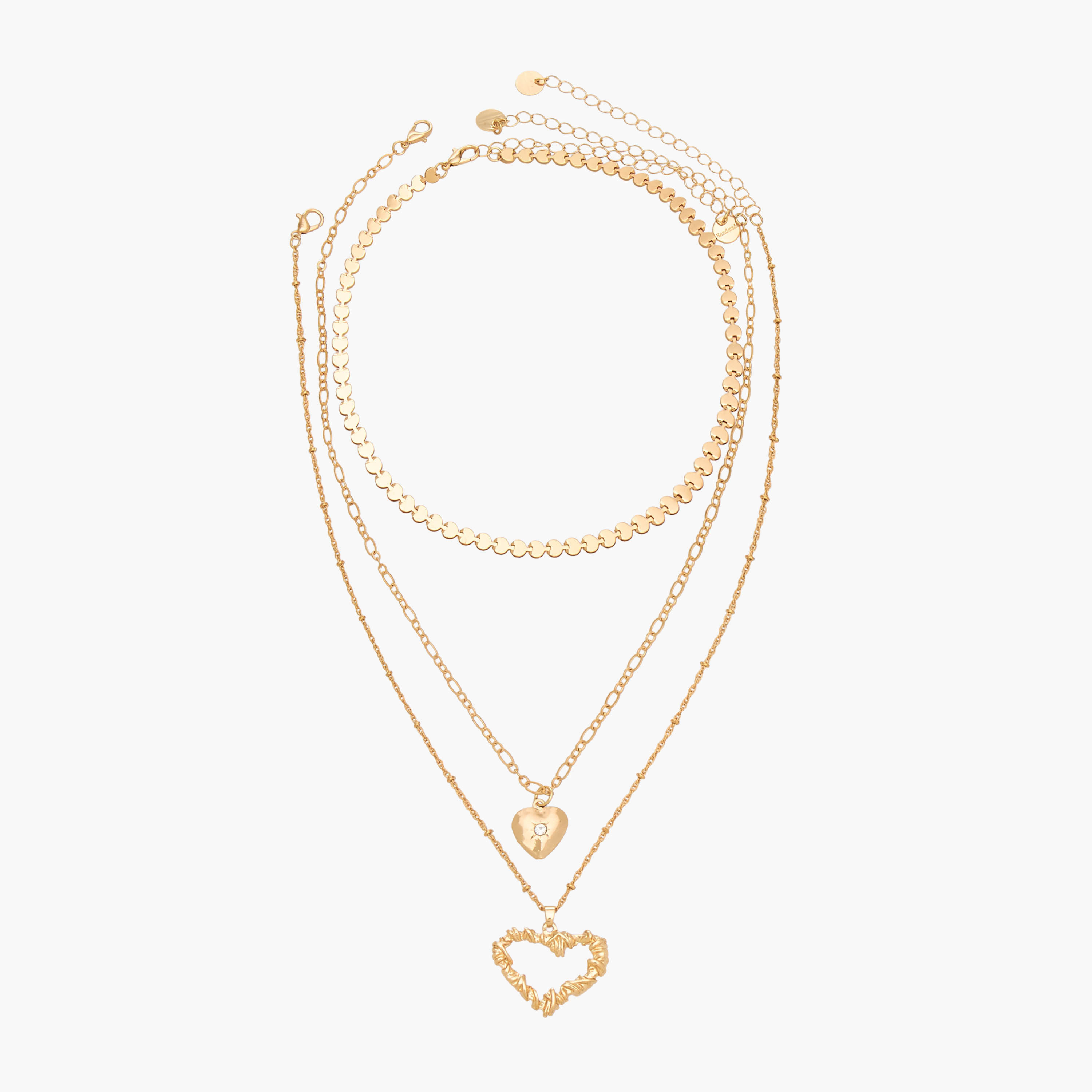 عقود بلون ذهبي ودلايات قلب - عبوة 3 قطع-women-watchesandjewellery-jewellery-necklacesandpendants-image-1