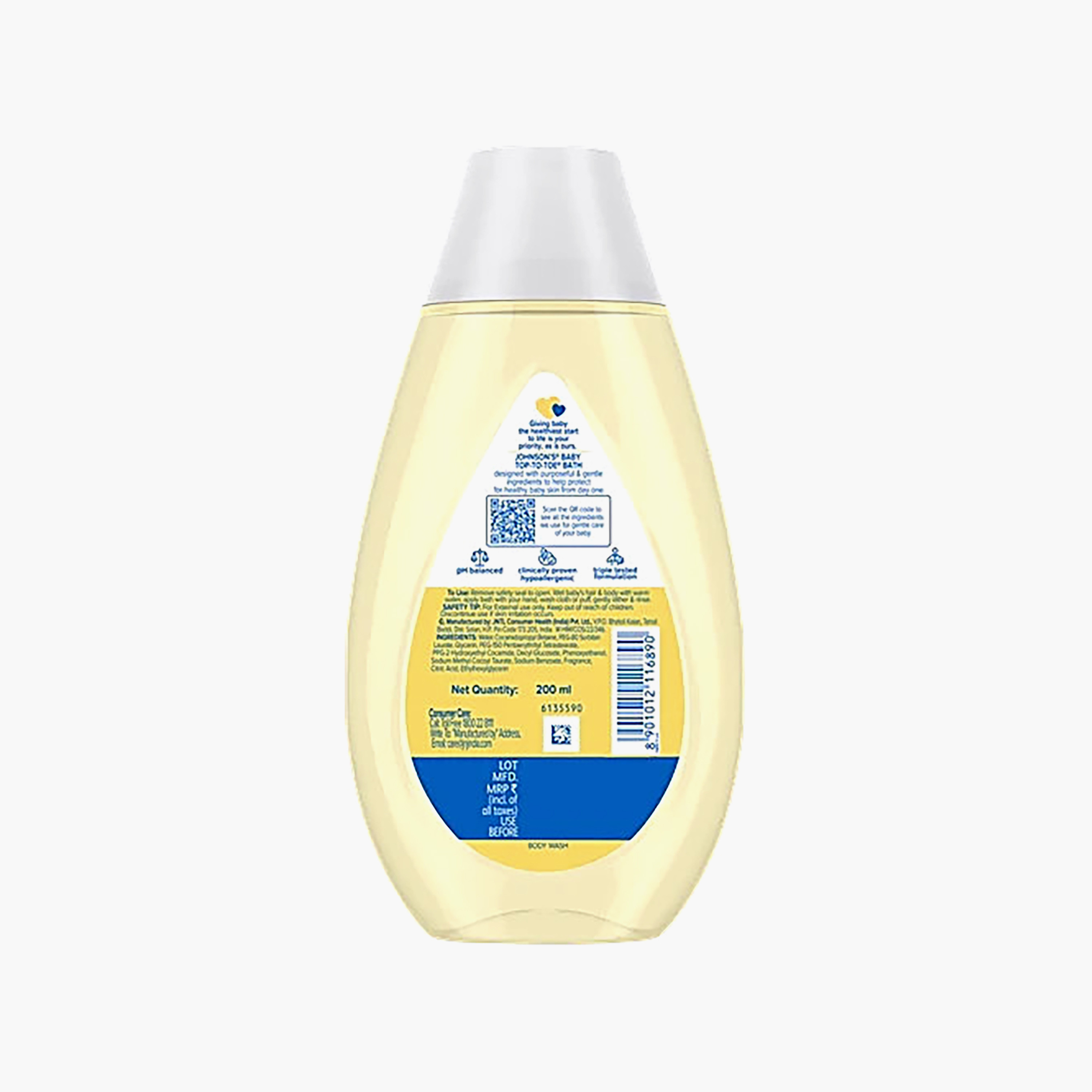 Johnson&Johnsons Top-To-Toe Baby Body Wash with Glycerin, 200 ml-baby-bathandcare-hairbodyskincare-bodywashandsoaps-image-2