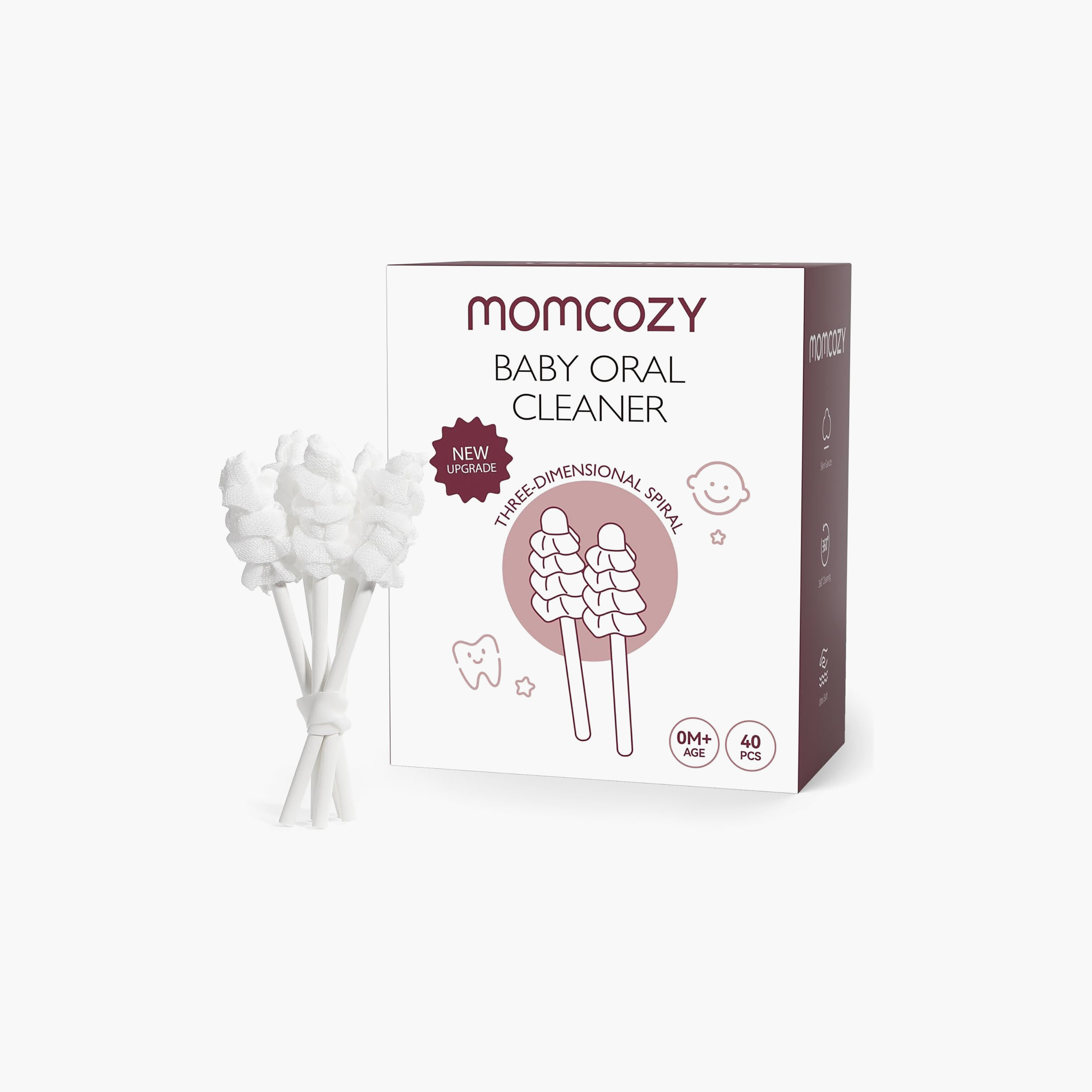 Pack of 40 Momcozy Disposable Oral Cleaners with Three Dimensional Spiral Brush Head-baby-bathandcare-oralcare-teethanddentalcare-image-1