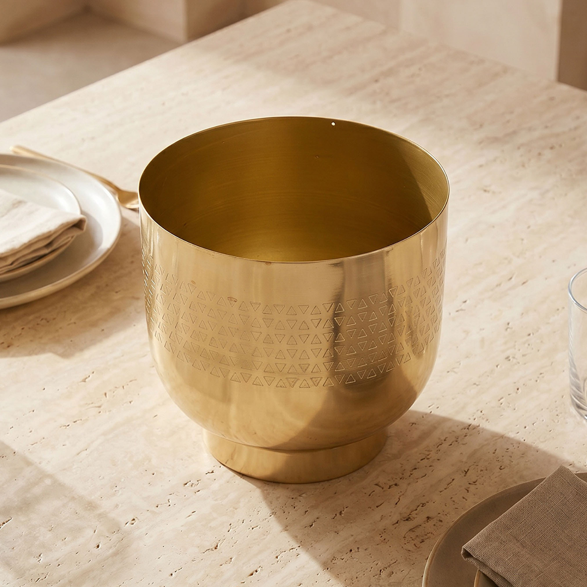 Geo Embossed Metal Planter-household-gardenandoutdoor-potsandplanters-image-1