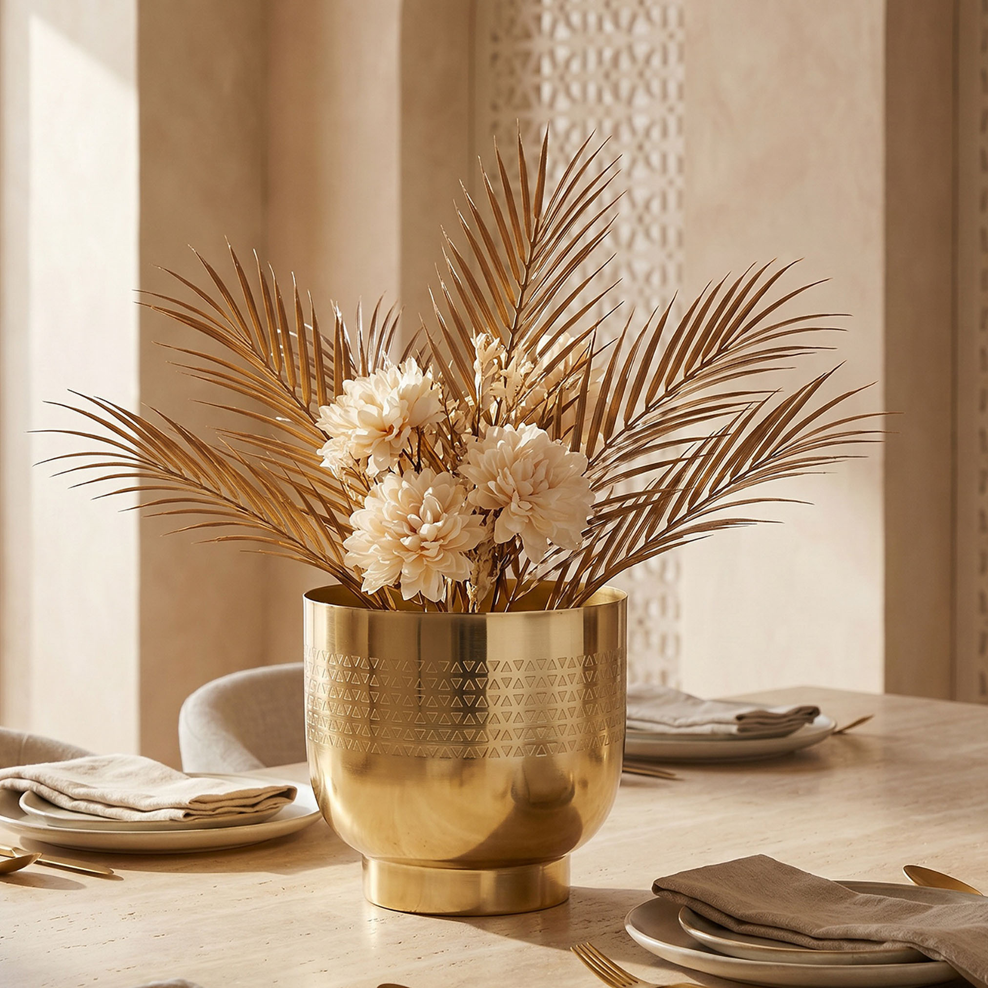 Geo Embossed Metal Planter-household-gardenandoutdoor-potsandplanters-image-3