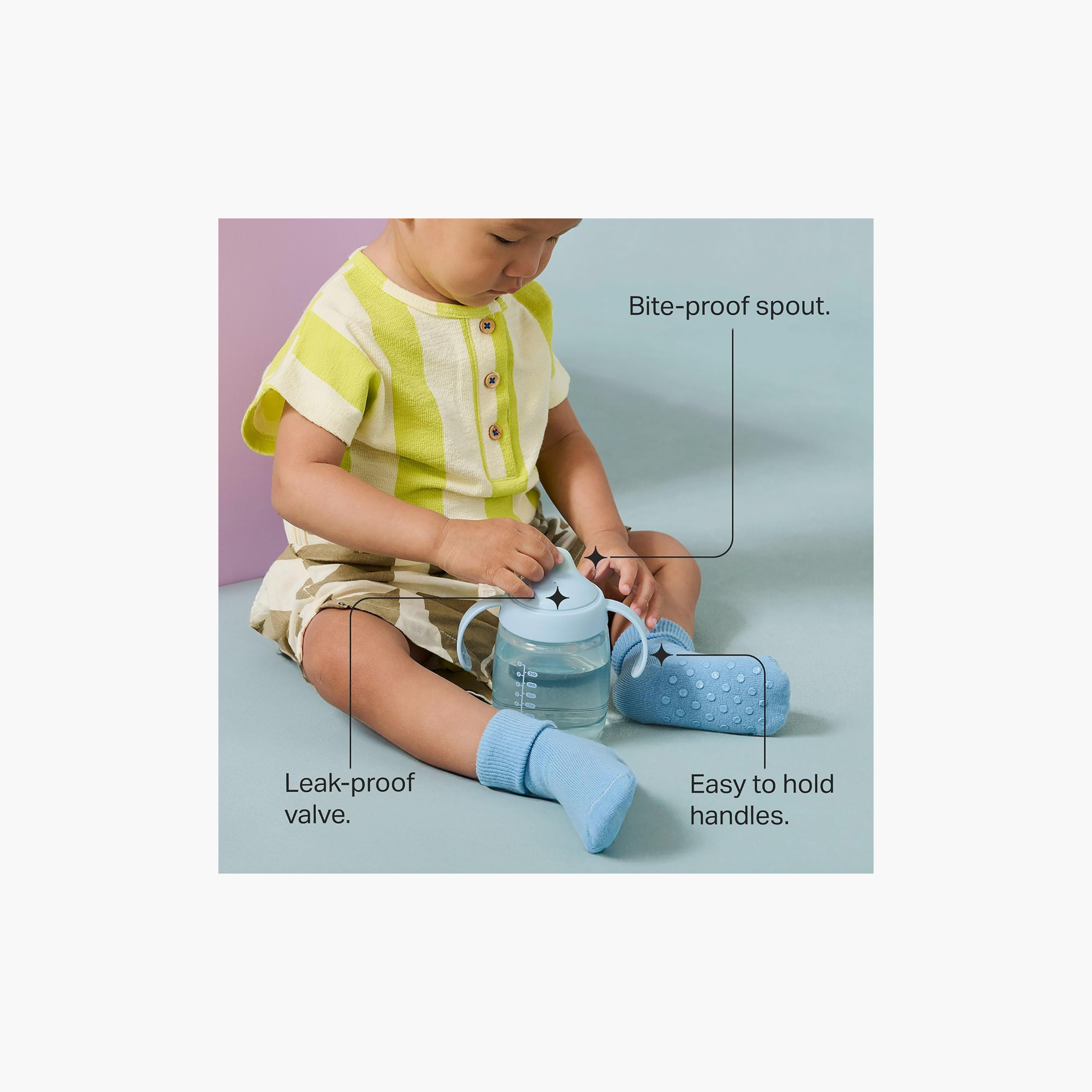 كوب تدريب مضاد للتسريب بفوهة ومقبض - 240 مل من تومي تيبي-baby-feeding-mealtimeessentials-image-2