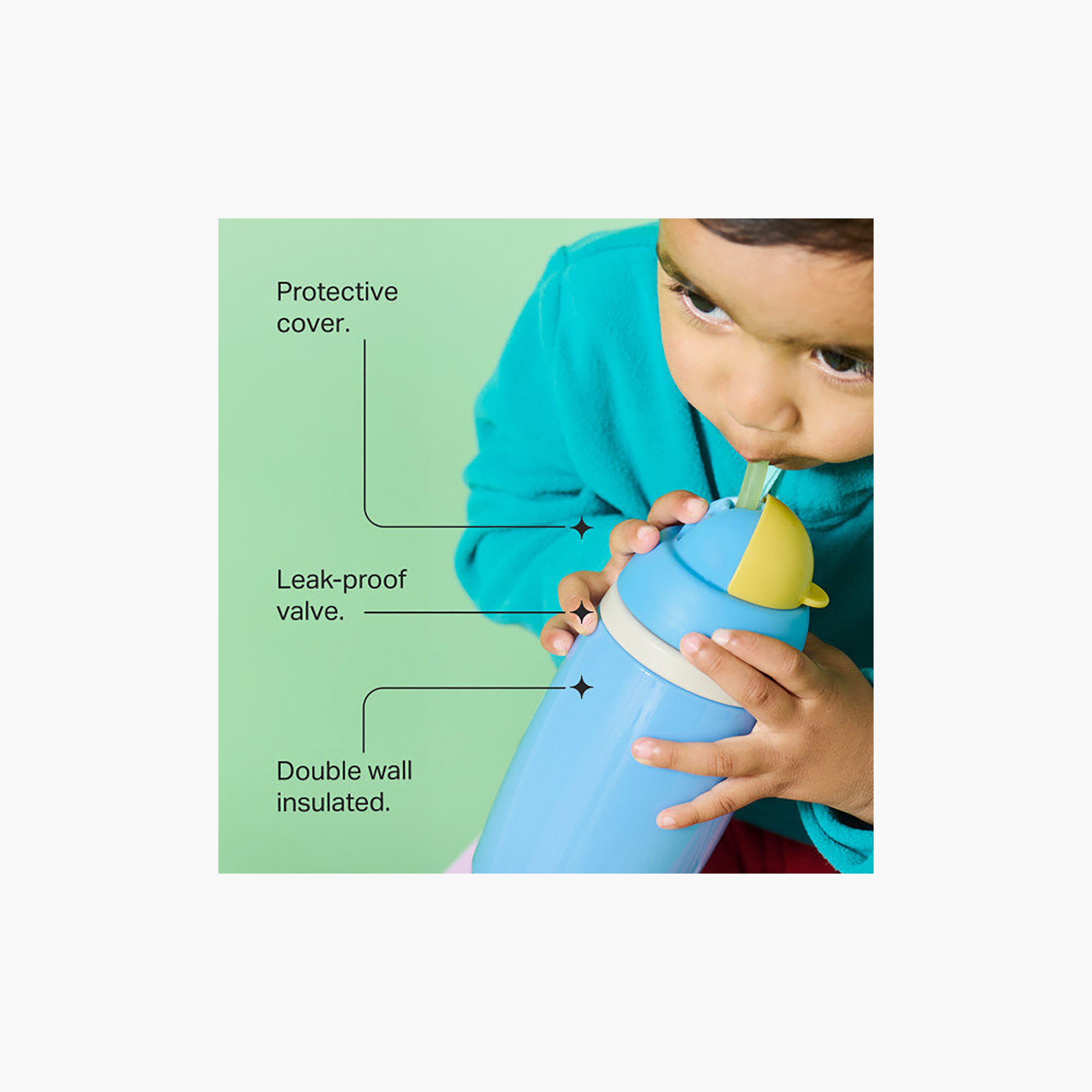 Tommee Tippee Active Straw Insulated Cup with Straw - 266 ml-baby-feeding-mealtimeessentials-image-2