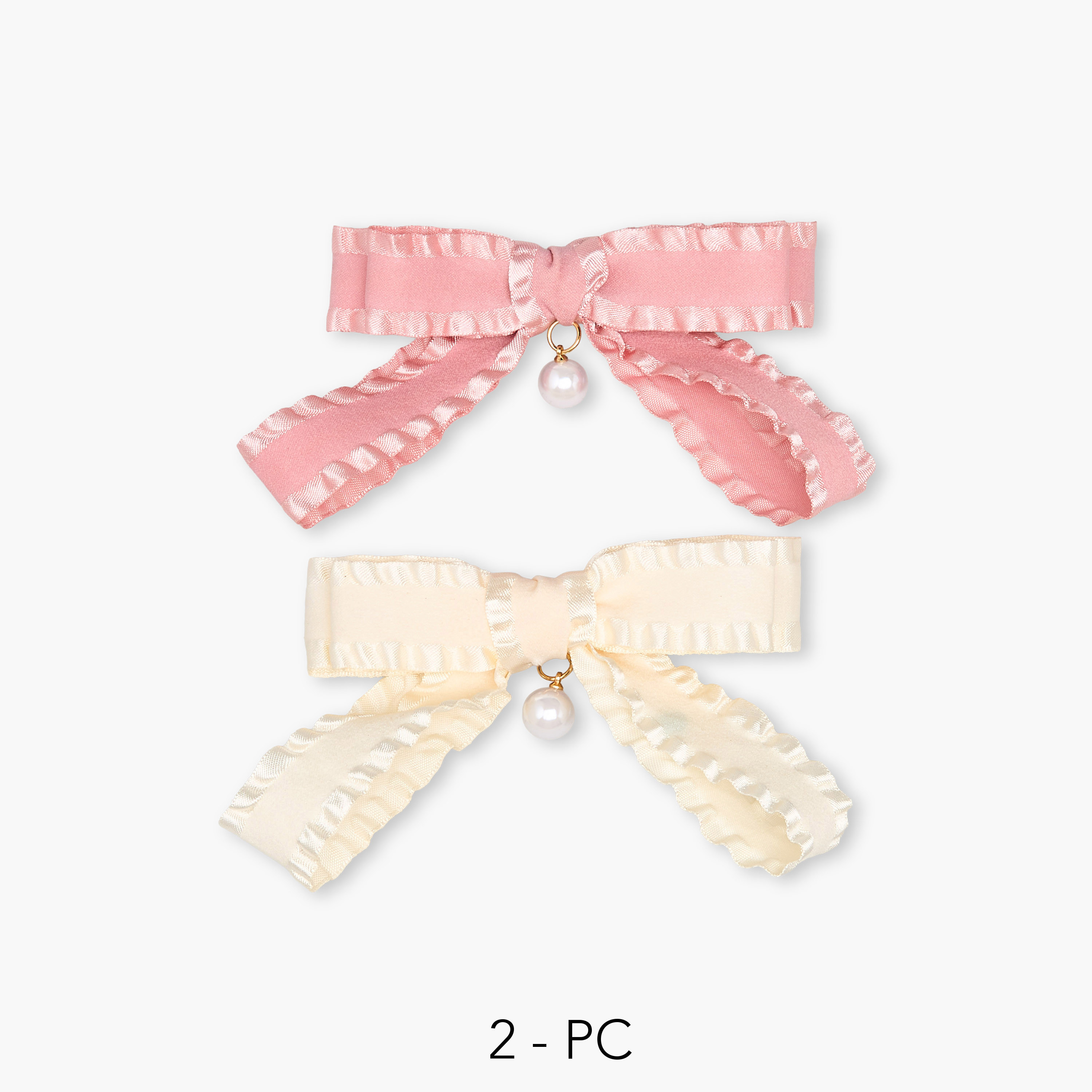 مشابك شعر باريت بفيونكة وتصميم كشكش - طقم من قطعتين-women-hairaccessories-clips-image-1