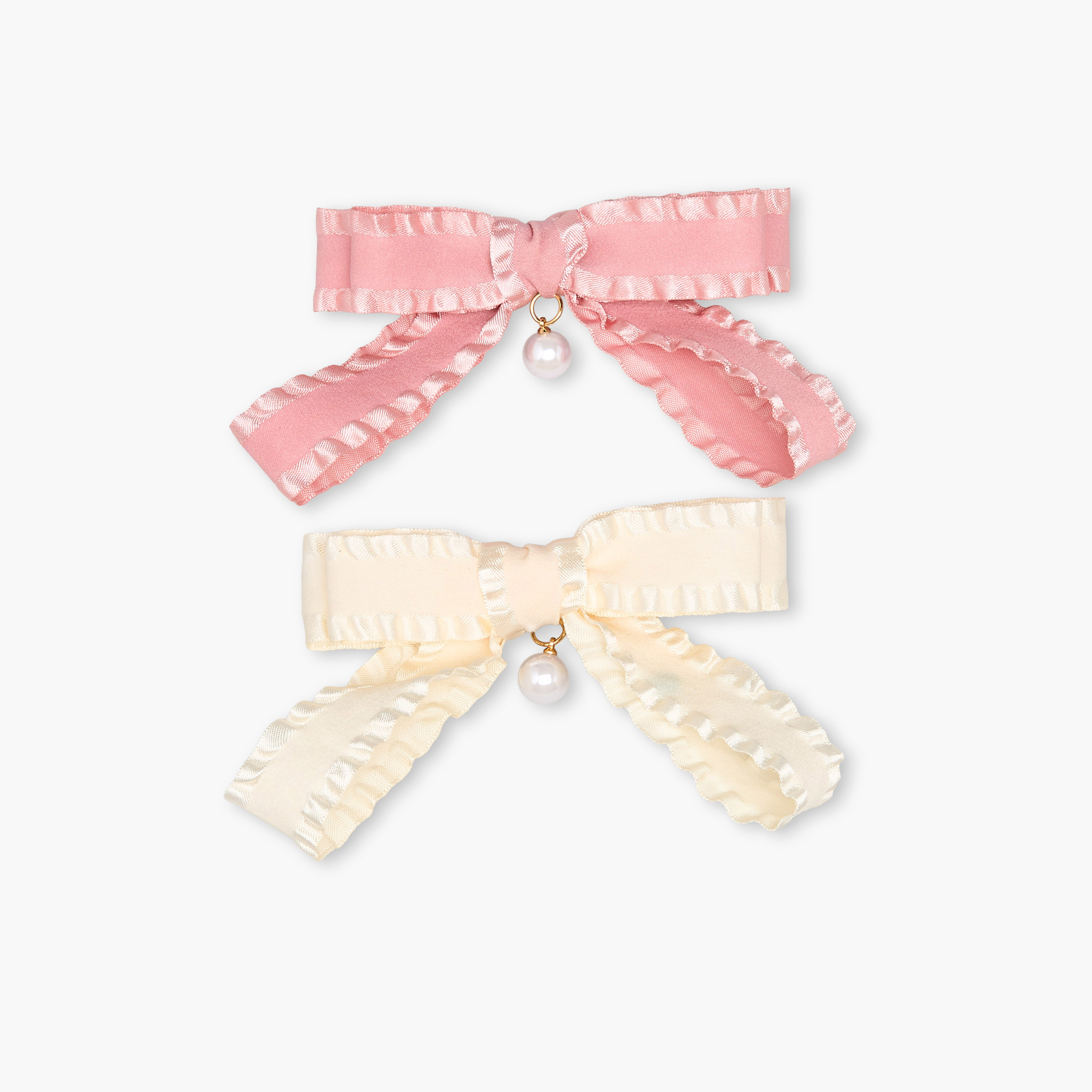 مشابك شعر باريت بفيونكة وتصميم كشكش - طقم من قطعتين-women-hairaccessories-clips-image-2