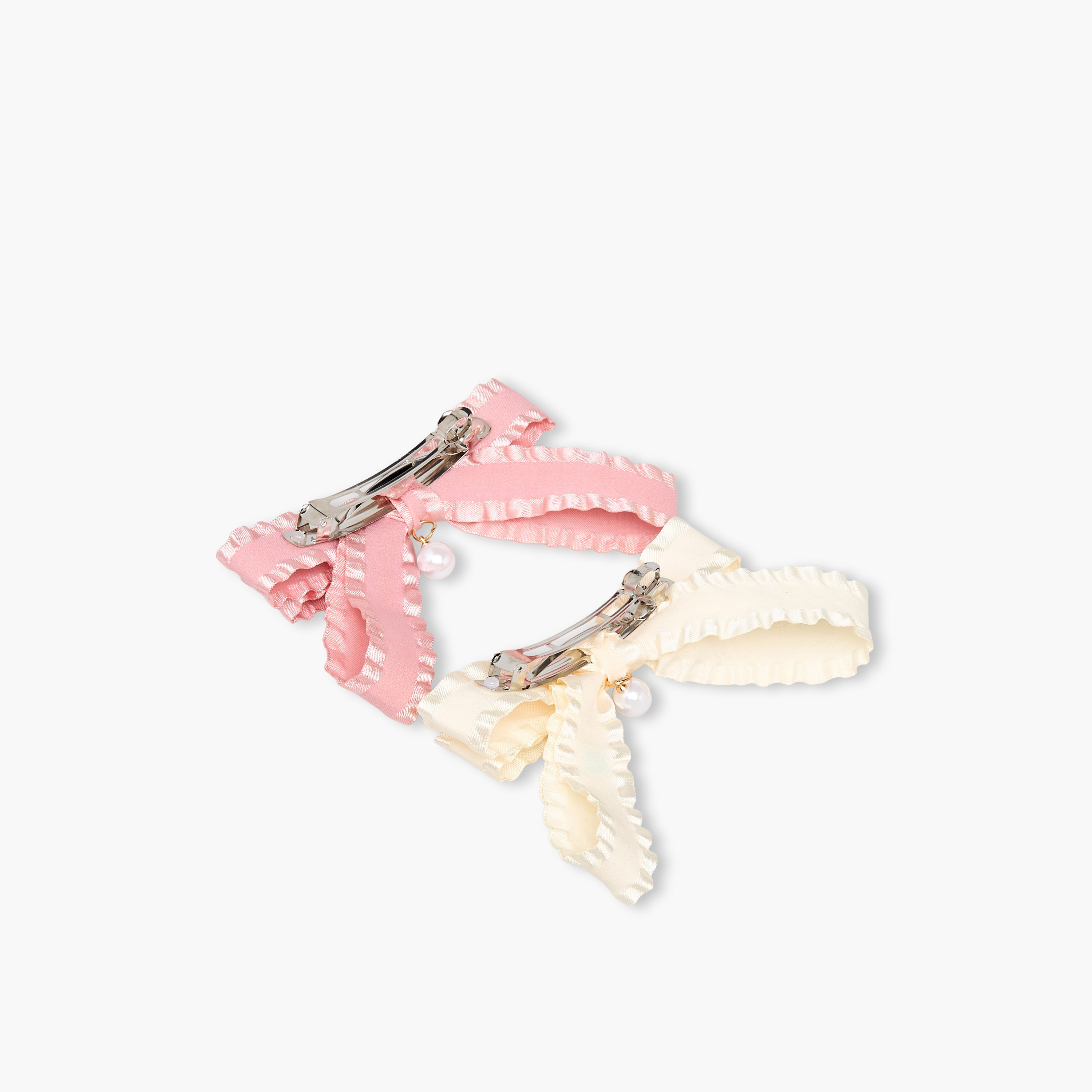 مشابك شعر باريت بفيونكة وتصميم كشكش - طقم من قطعتين-women-hairaccessories-clips-image-4
