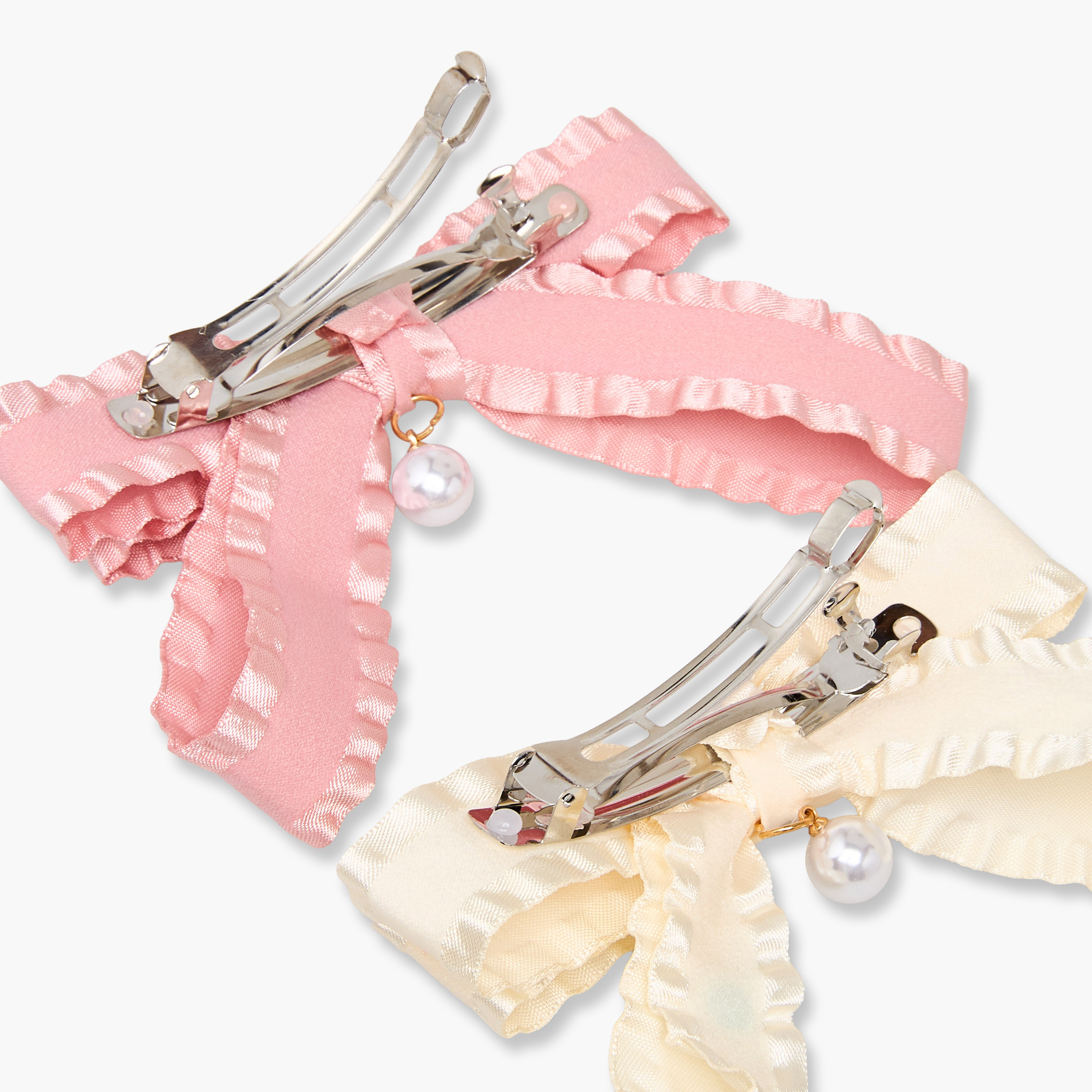 مشابك شعر باريت بفيونكة وتصميم كشكش - طقم من قطعتين-women-hairaccessories-clips-image-5
