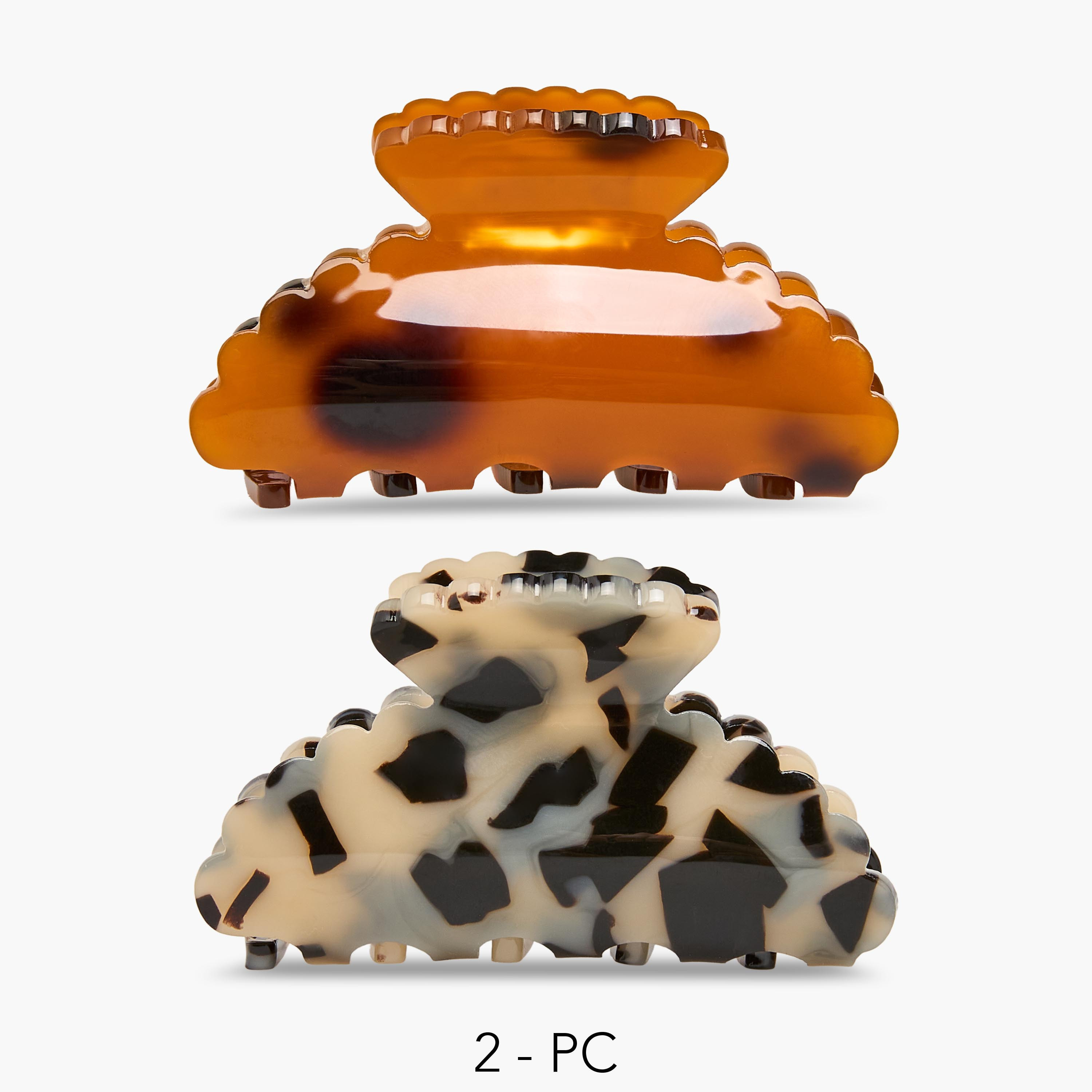 Pack of 2 Curved Hair Clamp with Animal Print-women-hairaccessories-clamps-image-1