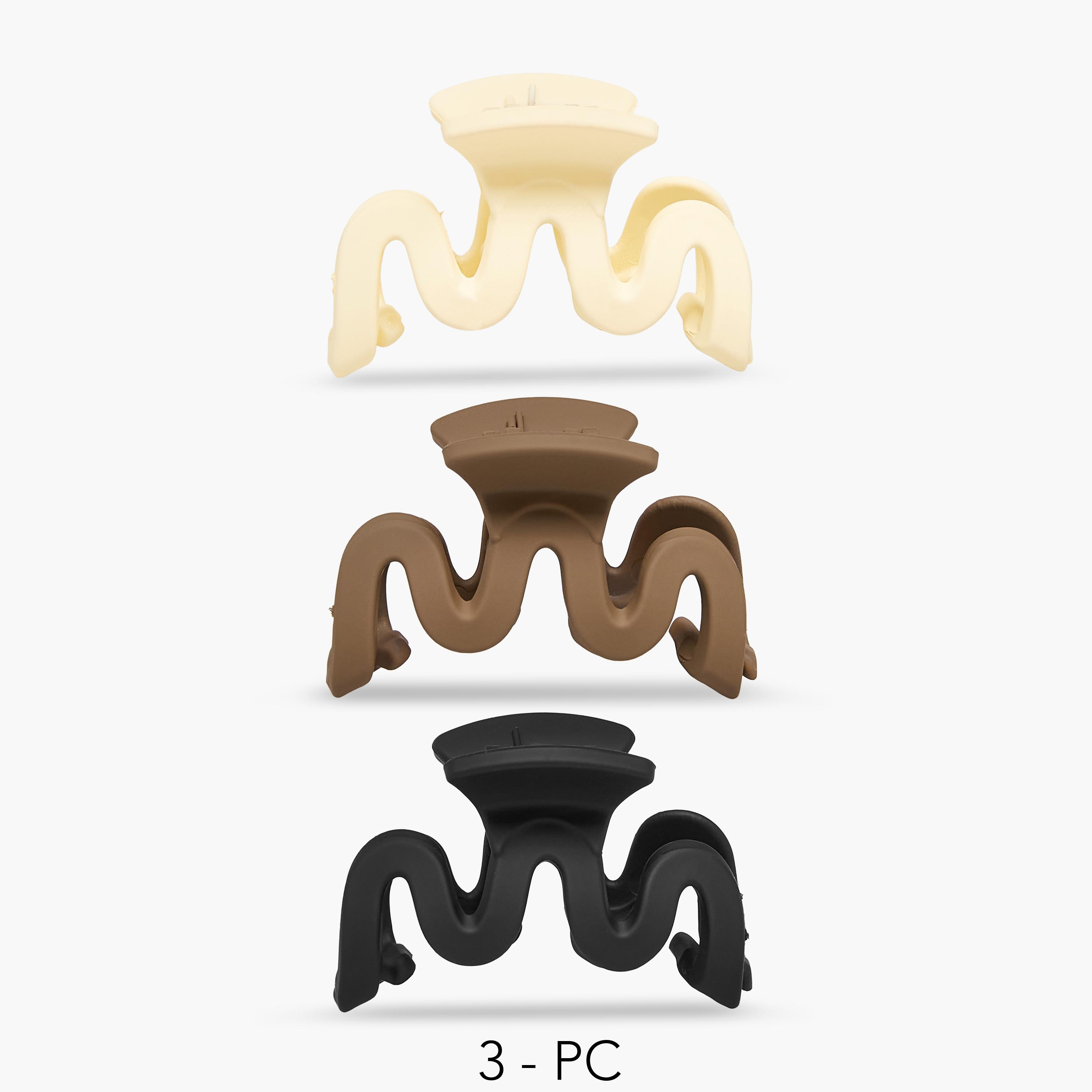 مشابك شعر مموجة بتشطيب مطفي - طقم من 3 قطع-women-hairaccessories-clamps-image-1
