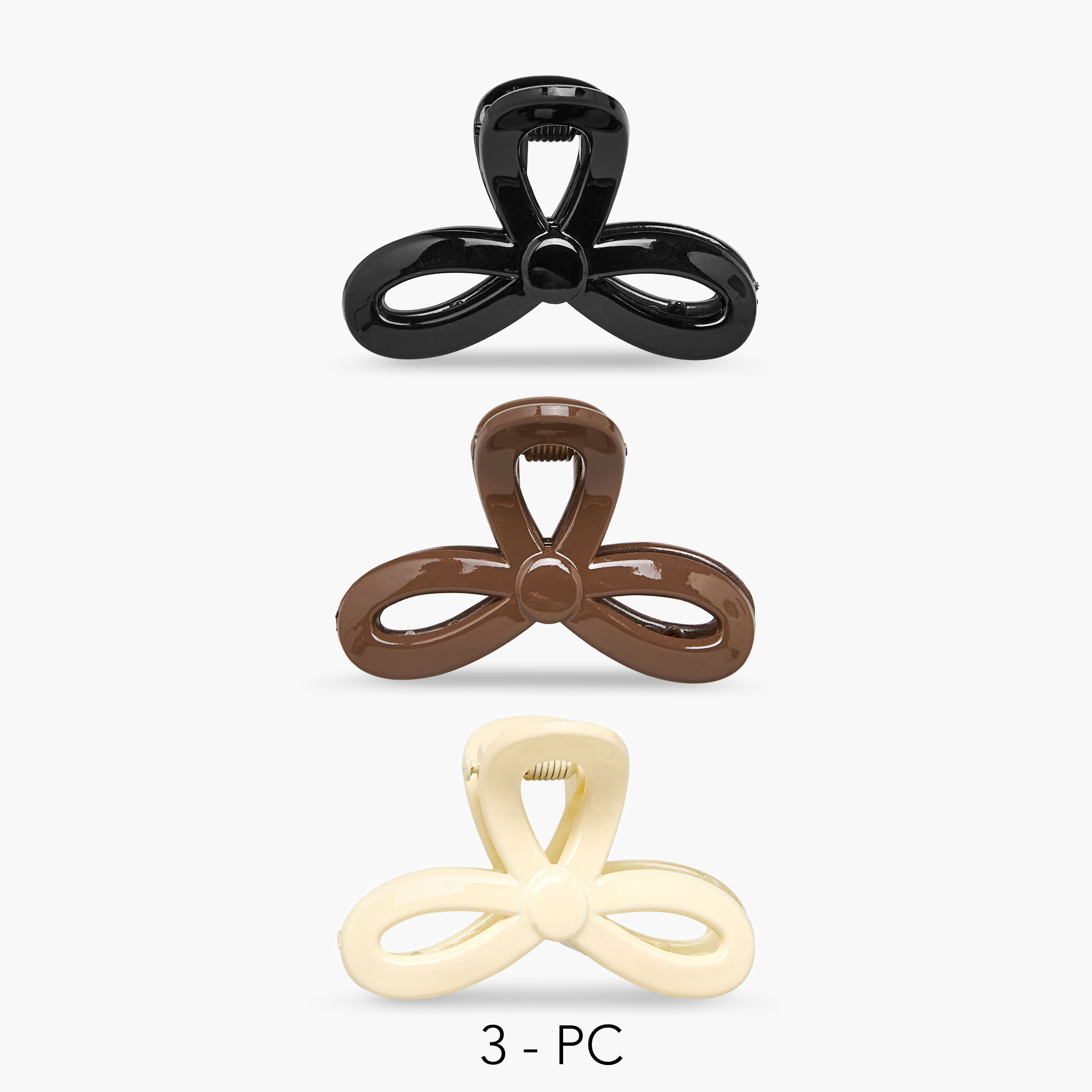 مشابك شعر فيونكة بتشطيب لامع - عبوة من 3 قطع-women-hairaccessories-clamps-image-1