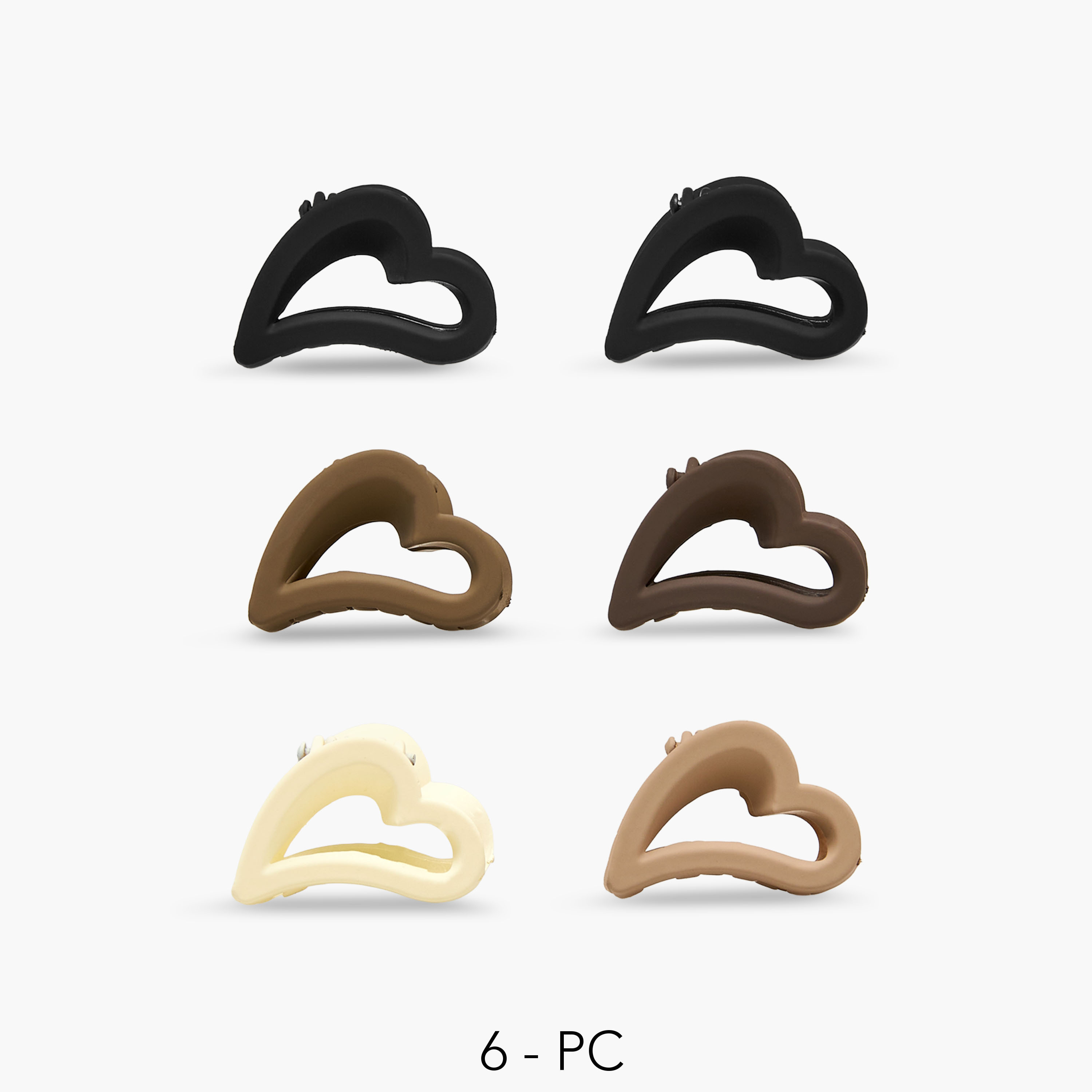 Pack of 6 Heart Hair Clamps with Matte Finish-women-hairaccessories-clamps-image-1