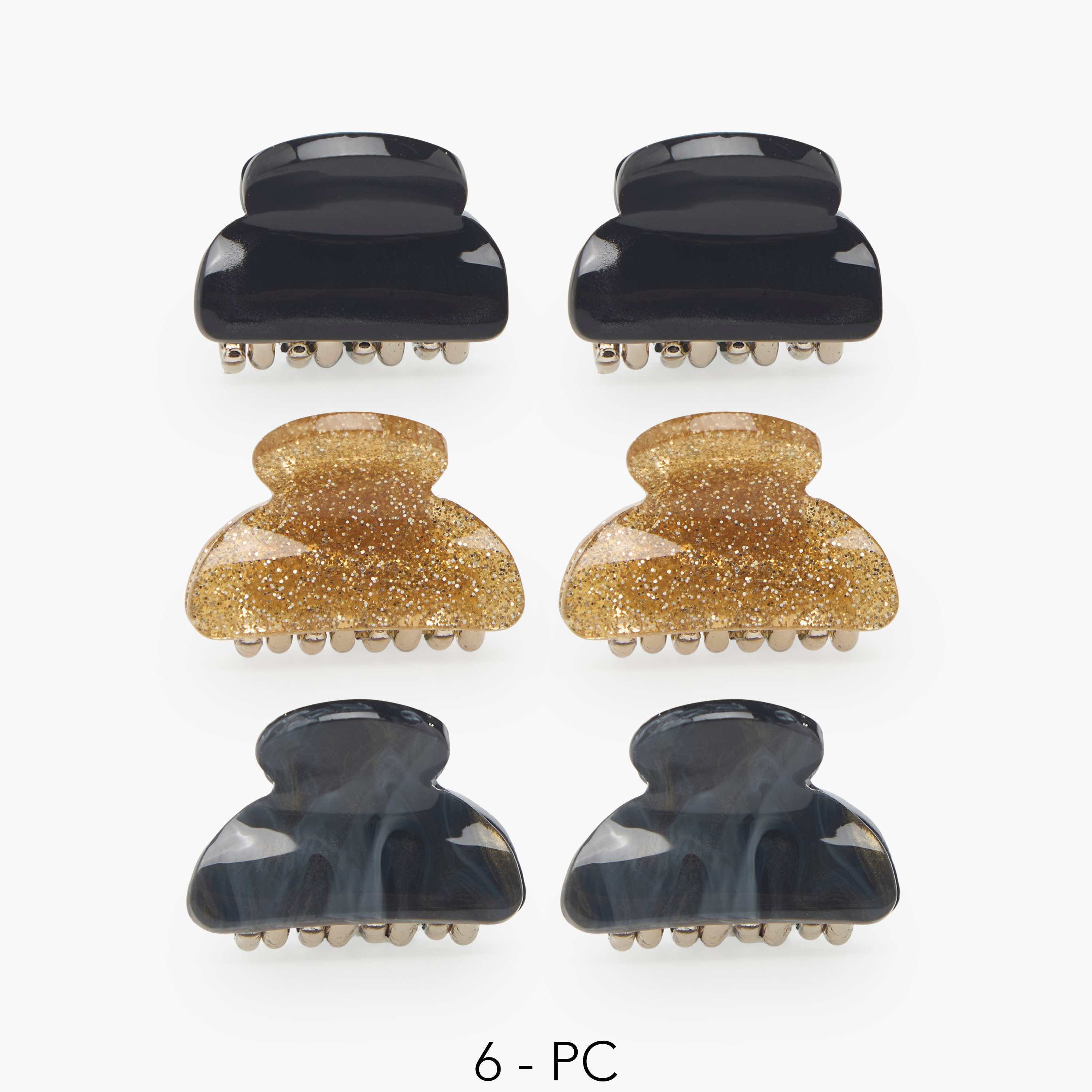 مشابك شعر منحنية بتصاميم متنوعة - طقم من 6 قطع-women-hairaccessories-clamps-image-1