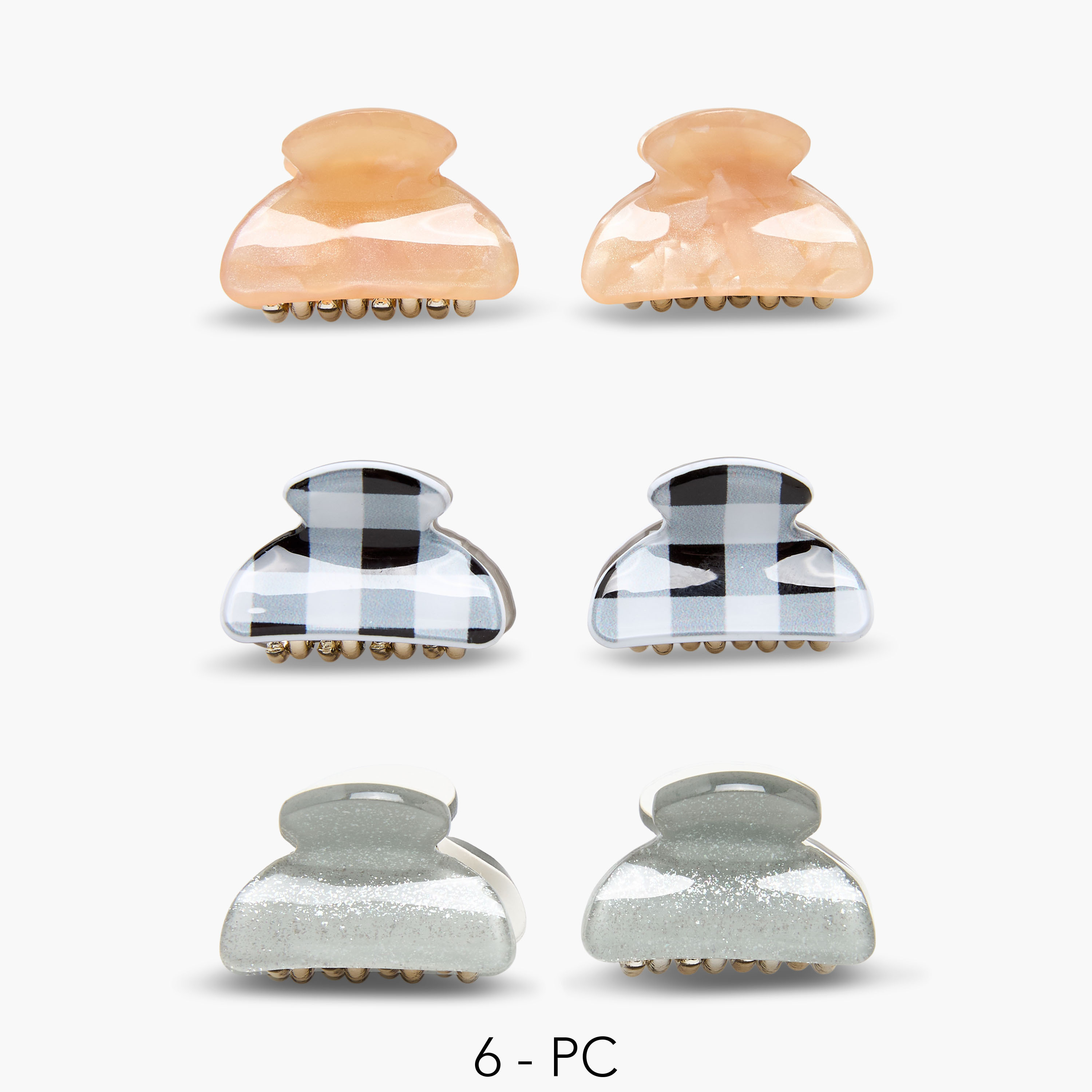 مشابك شعر منحنية بتصاميم متنوعة - طقم من 6 قطع-women-hairaccessories-clamps-image-1
