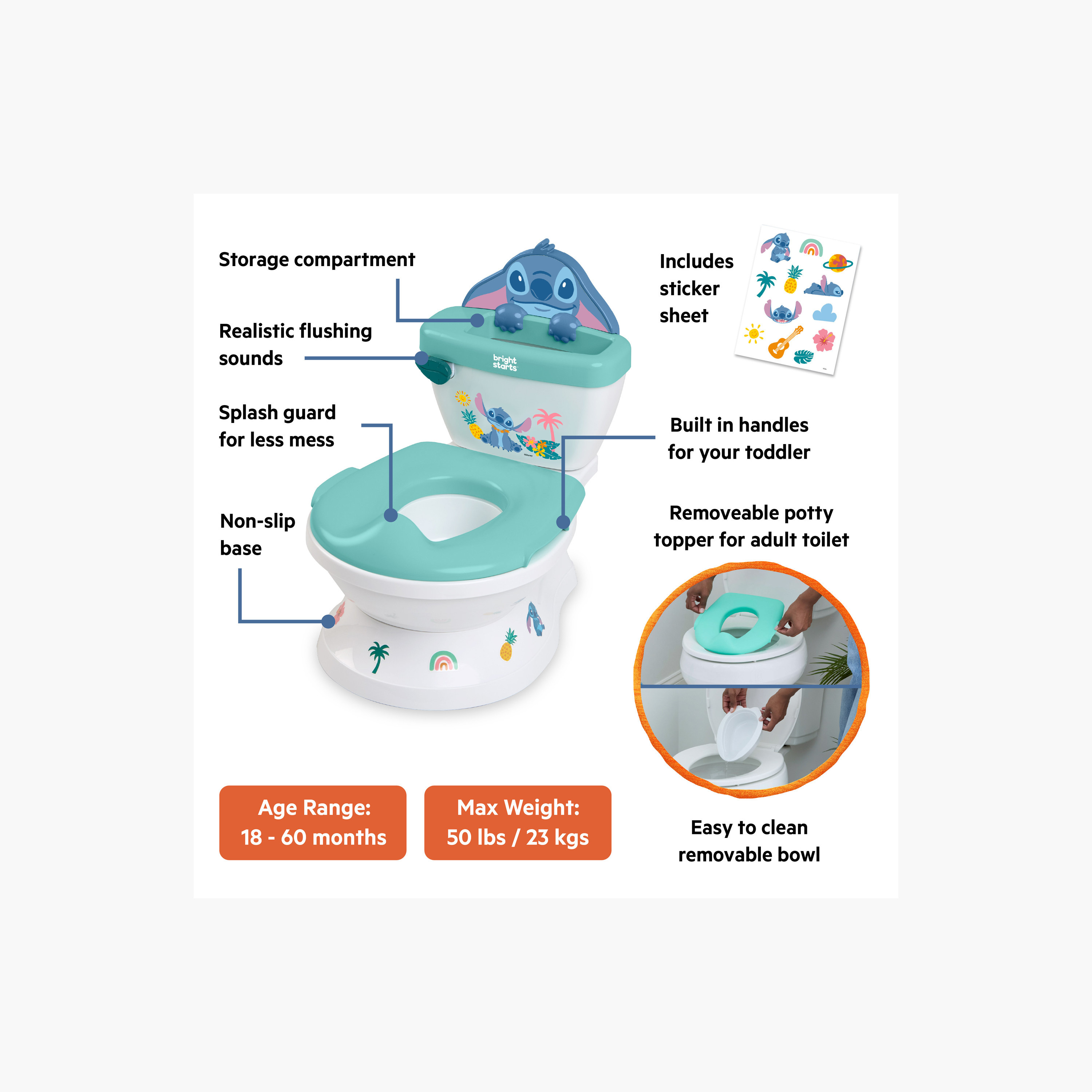 مقعد تدريب نونية بزينة ستيتش من برايت ستارتس-baby-diapering-pottytraining-image-4