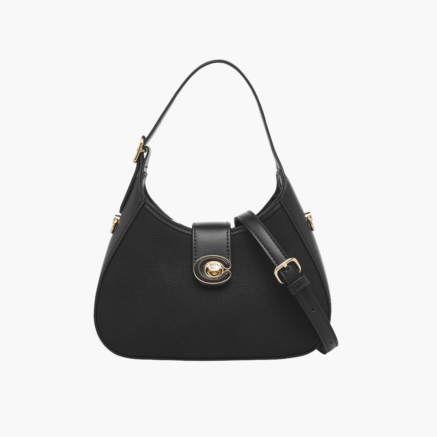 Chrisbella Solid Shoulder Bag with Twist Lock Closure-women-bagsandwallets-handbags-image-1