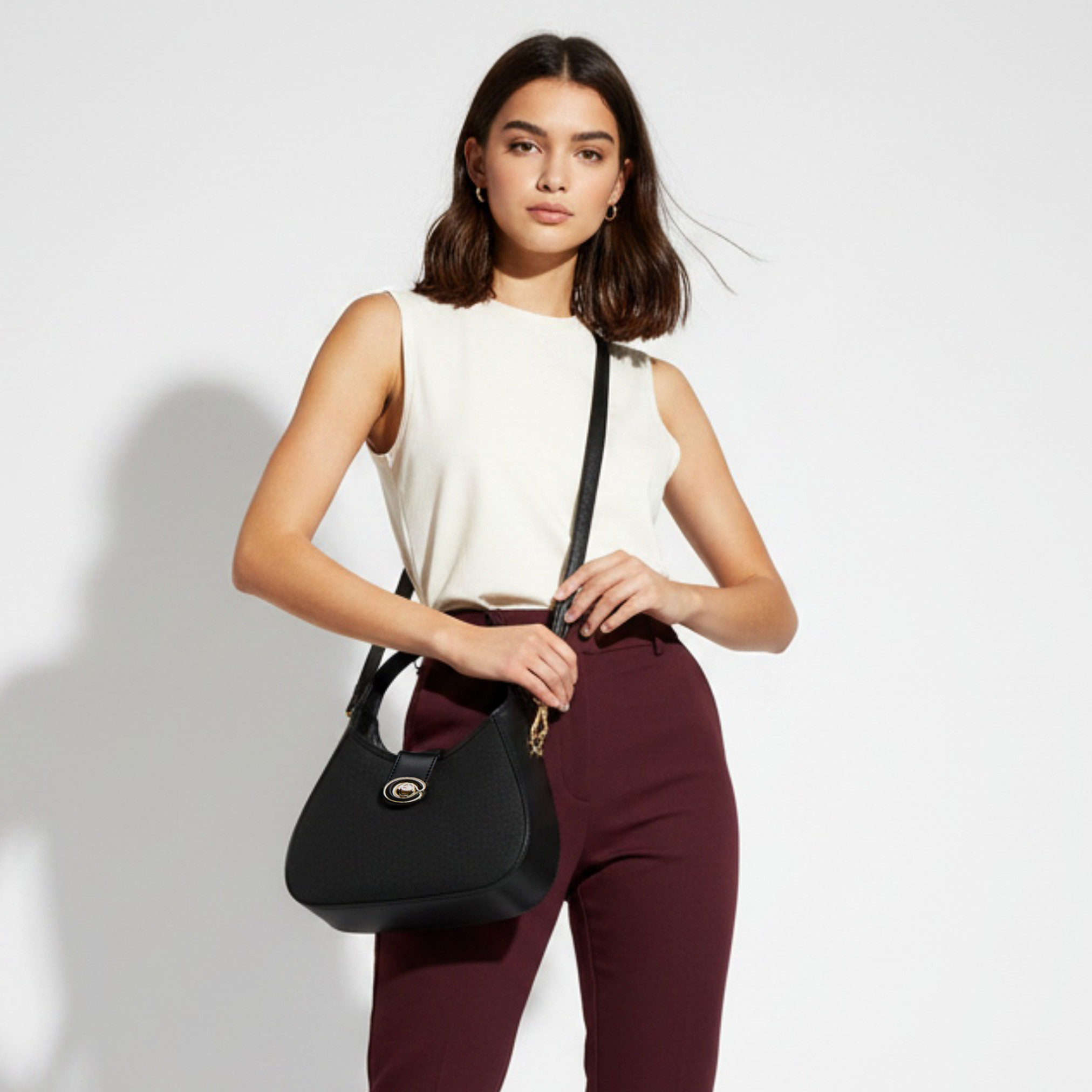 Chrisbella Solid Shoulder Bag with Twist Lock Closure-women-bagsandwallets-handbags-image-2