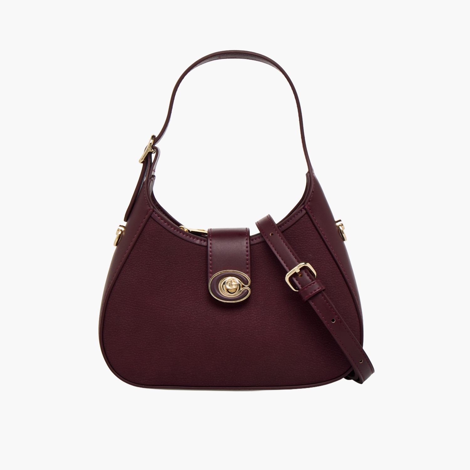 Chrisbella Solid Shoulder Bag with Twist Lock Closure-women-bagsandwallets-handbags-image-1