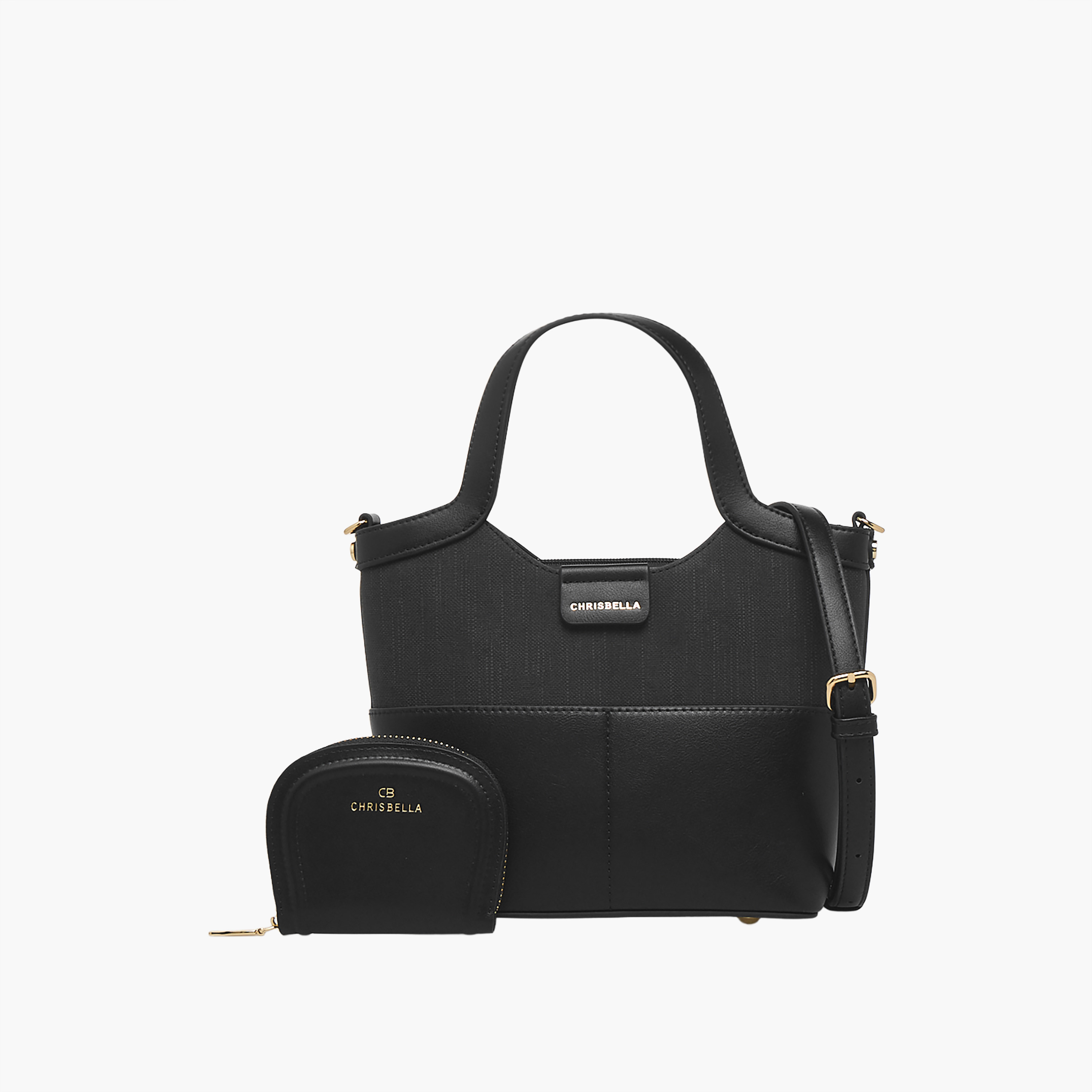 Chrisbella Textured Tote Bag with Coin Pouch-women-bagsandwallets-handbags-image-1