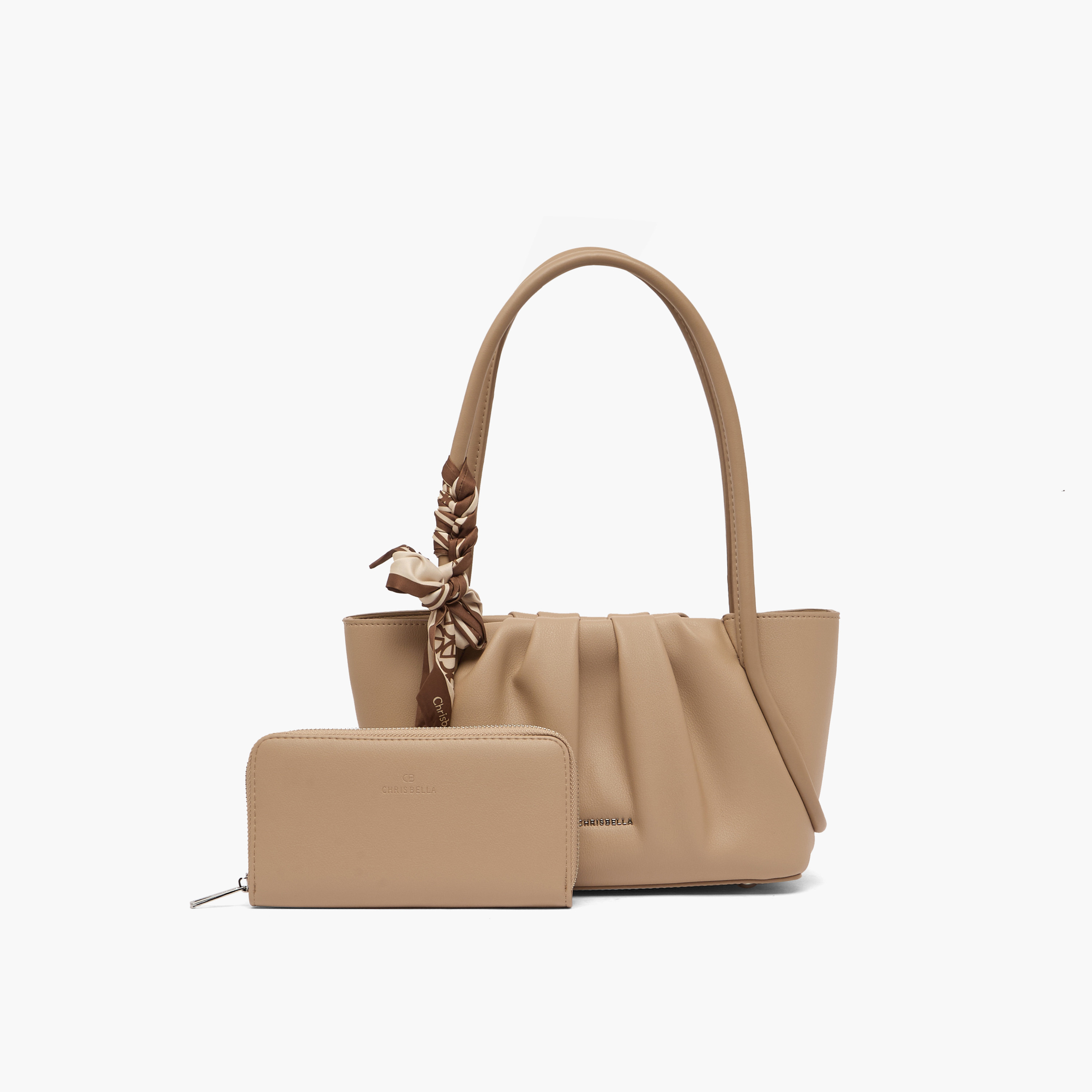 Chrisbella Pleated Tote Bag with Zip Around Wallet-women-bagsandwallets-handbags-image-1