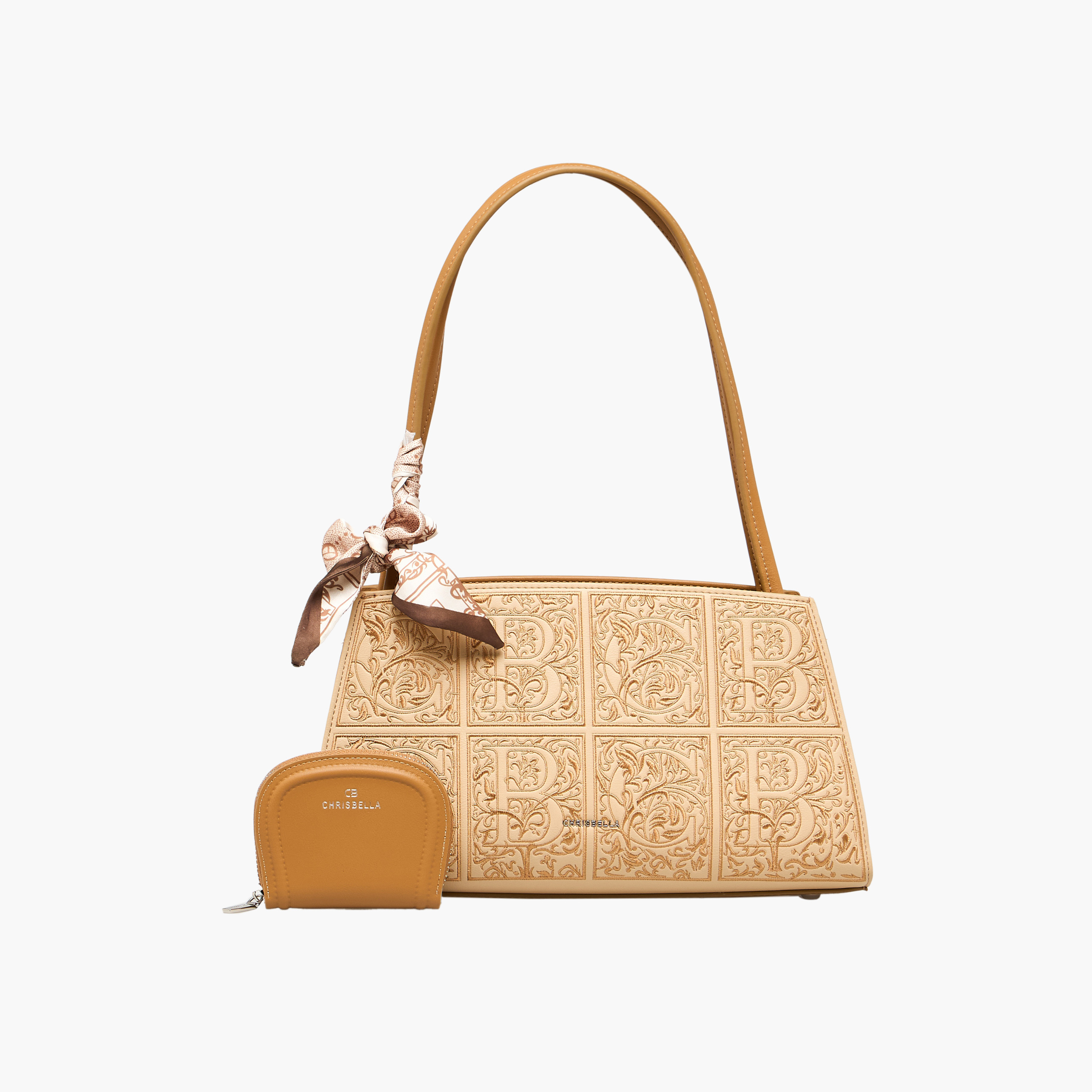 Chrisbella Textured Shoulder Bag with Wallet-women-bagsandwallets-handbags-image-1