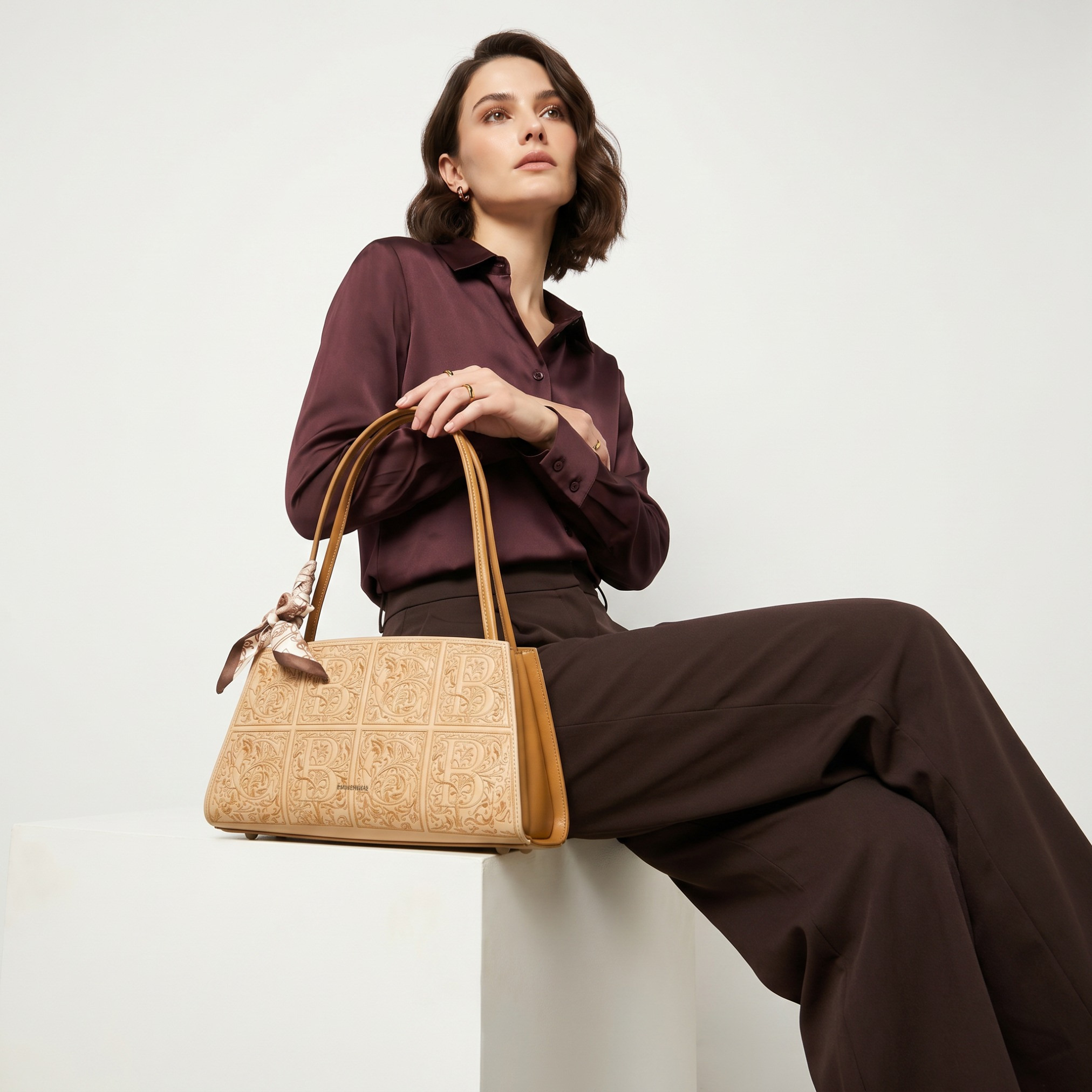 Chrisbella Textured Shoulder Bag with Wallet-women-bagsandwallets-handbags-image-2