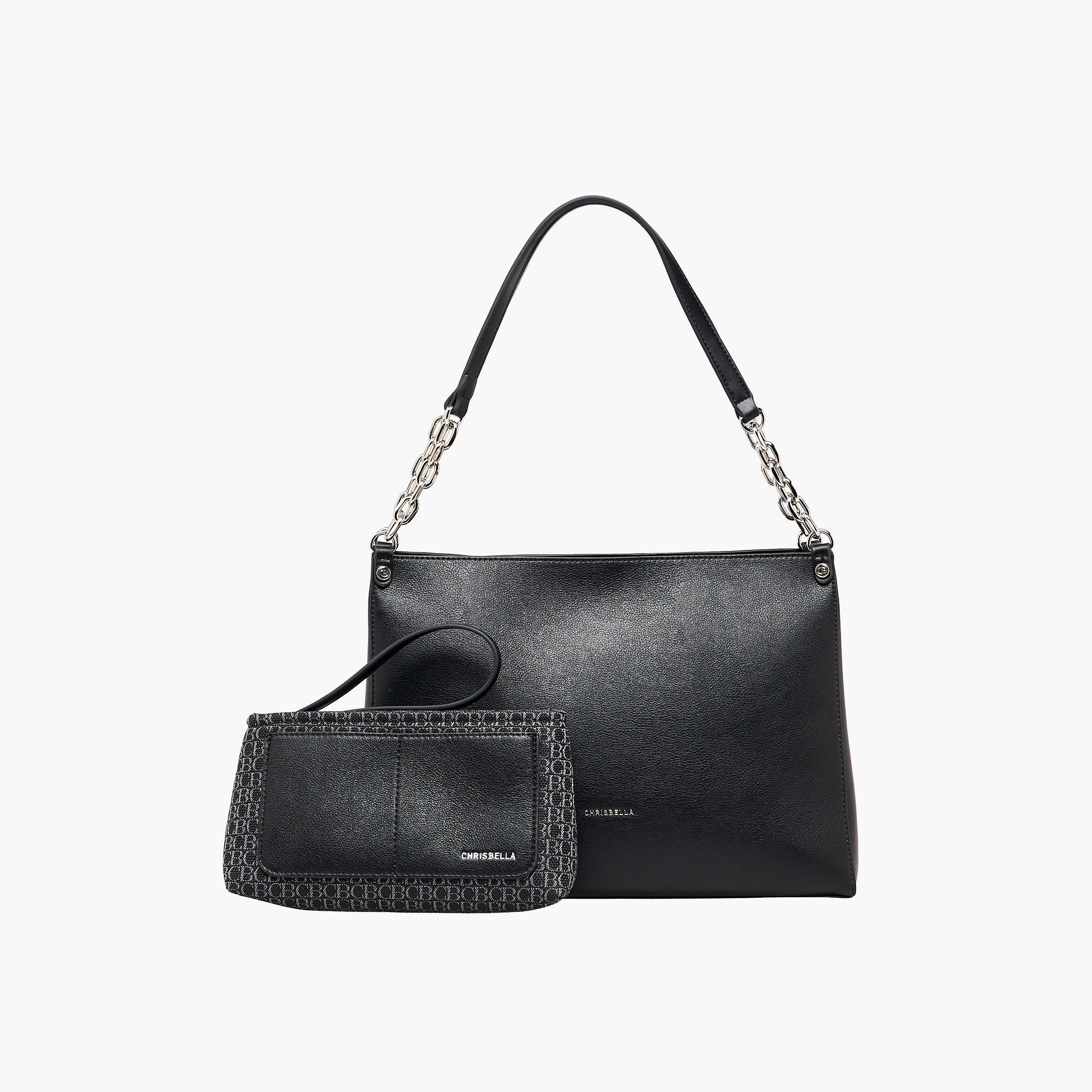 Chrisbella Textured Shoulder Bag with Pouch-women-bagsandwallets-handbags-image-1