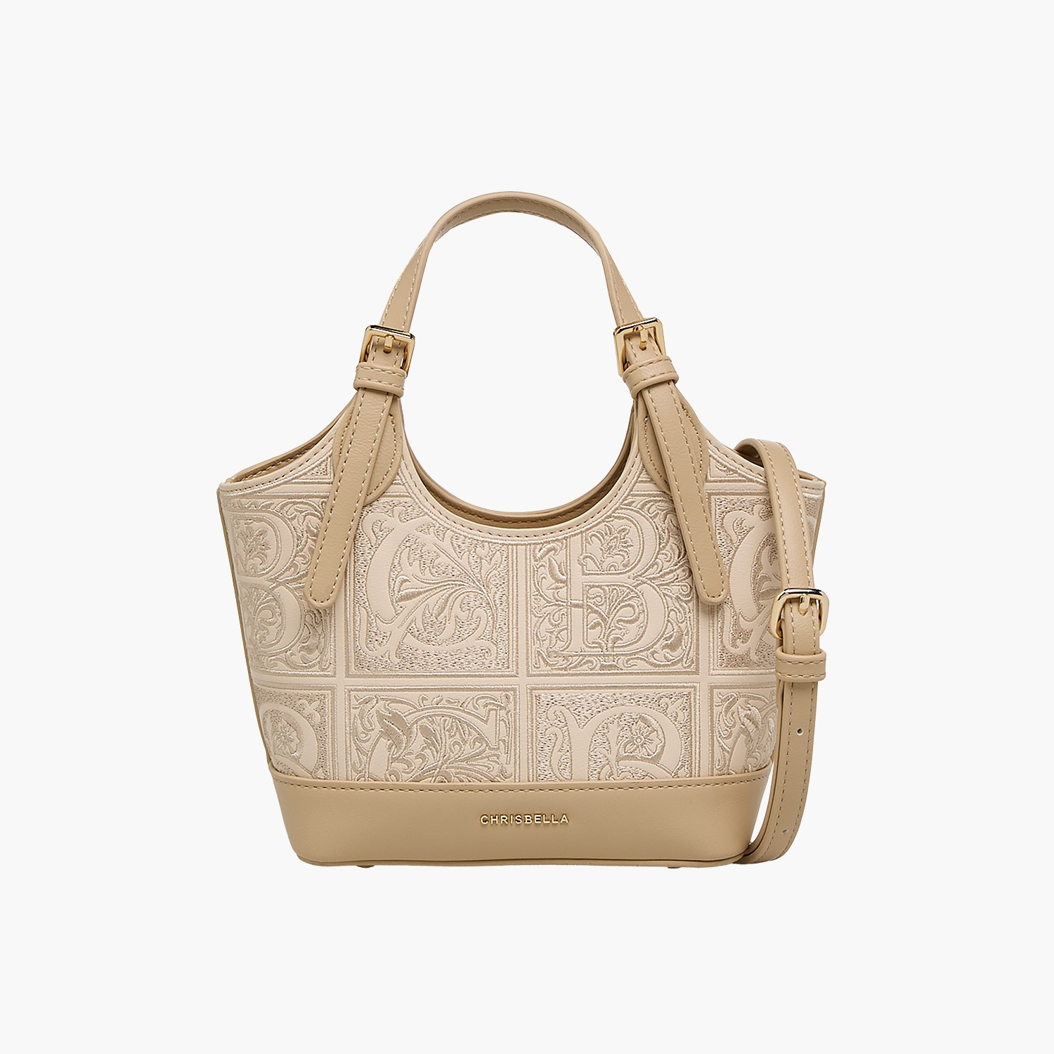 Chrisbella Embroidered Shoulder Bag with Zip Closure-women-bagsandwallets-handbags-image-1