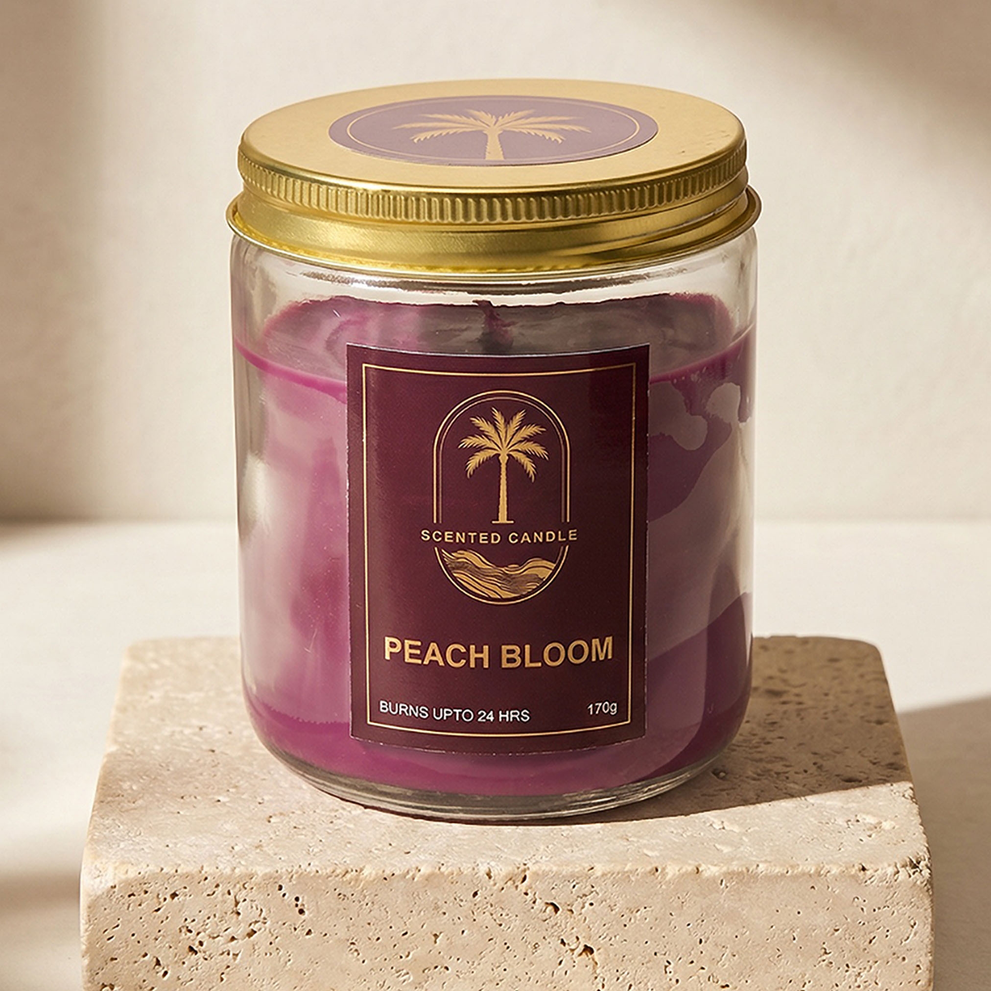 جرّة شمعة معطرة بتصميم علبة كلاسيكية ورائحة زهور الخوخ - 170 جم-household-homefragrance-candles-image-1