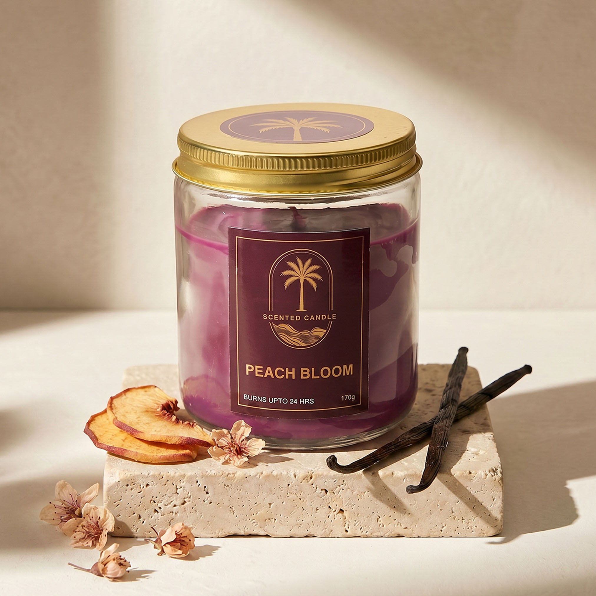 جرّة شمعة معطرة بتصميم علبة كلاسيكية ورائحة زهور الخوخ - 170 جم-household-homefragrance-candles-image-2