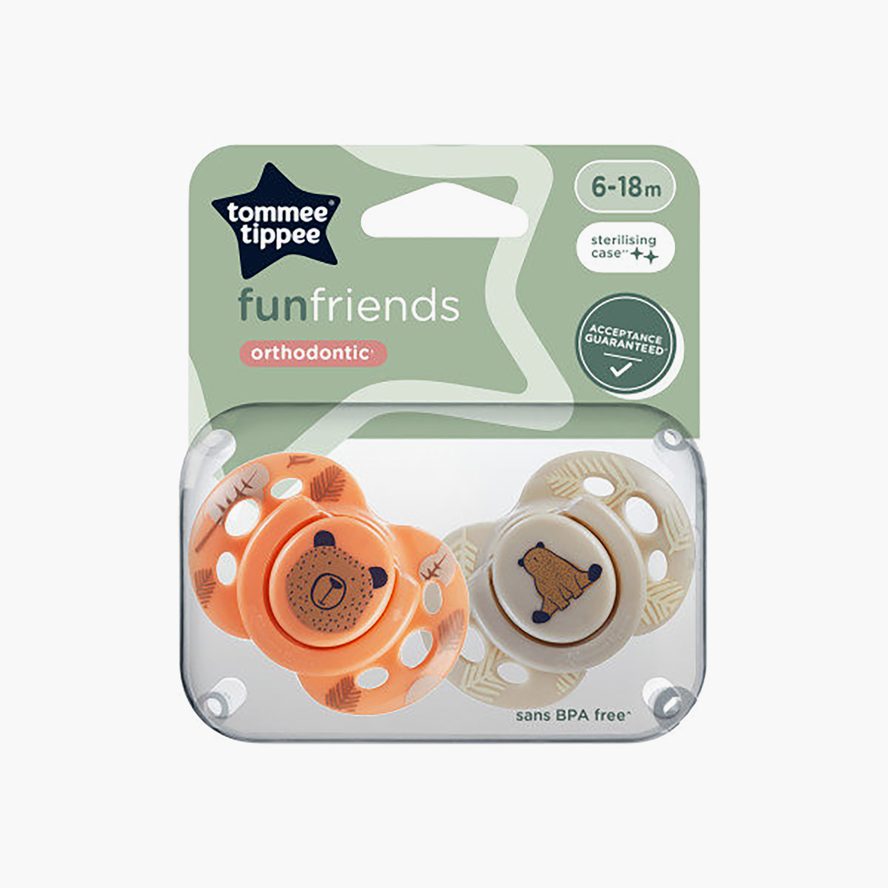 Tommee Tippee 2-Piece Fun Friends Soothers with Case - 18-36 Months - Assorted-baby-feeding-pacifiers-image-4