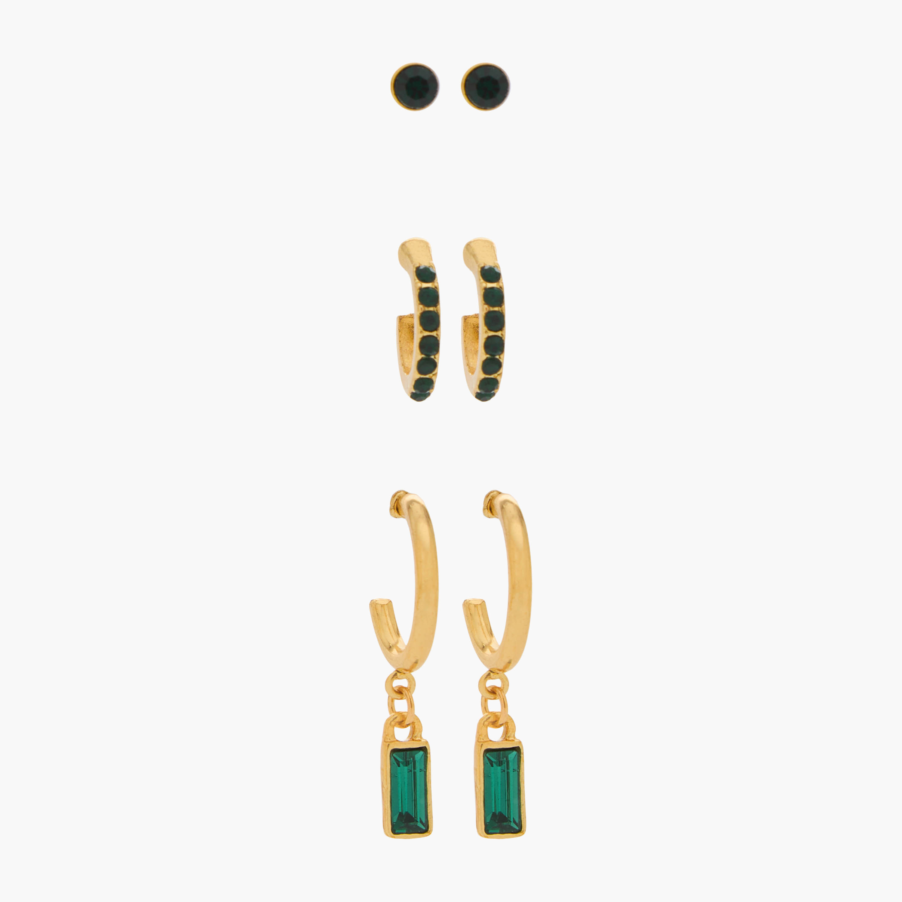 Pack of 3 Gold Tone Embellished Earrings with Pushback Closure-women-watchesandjewellery-jewellery-earrings-image-1