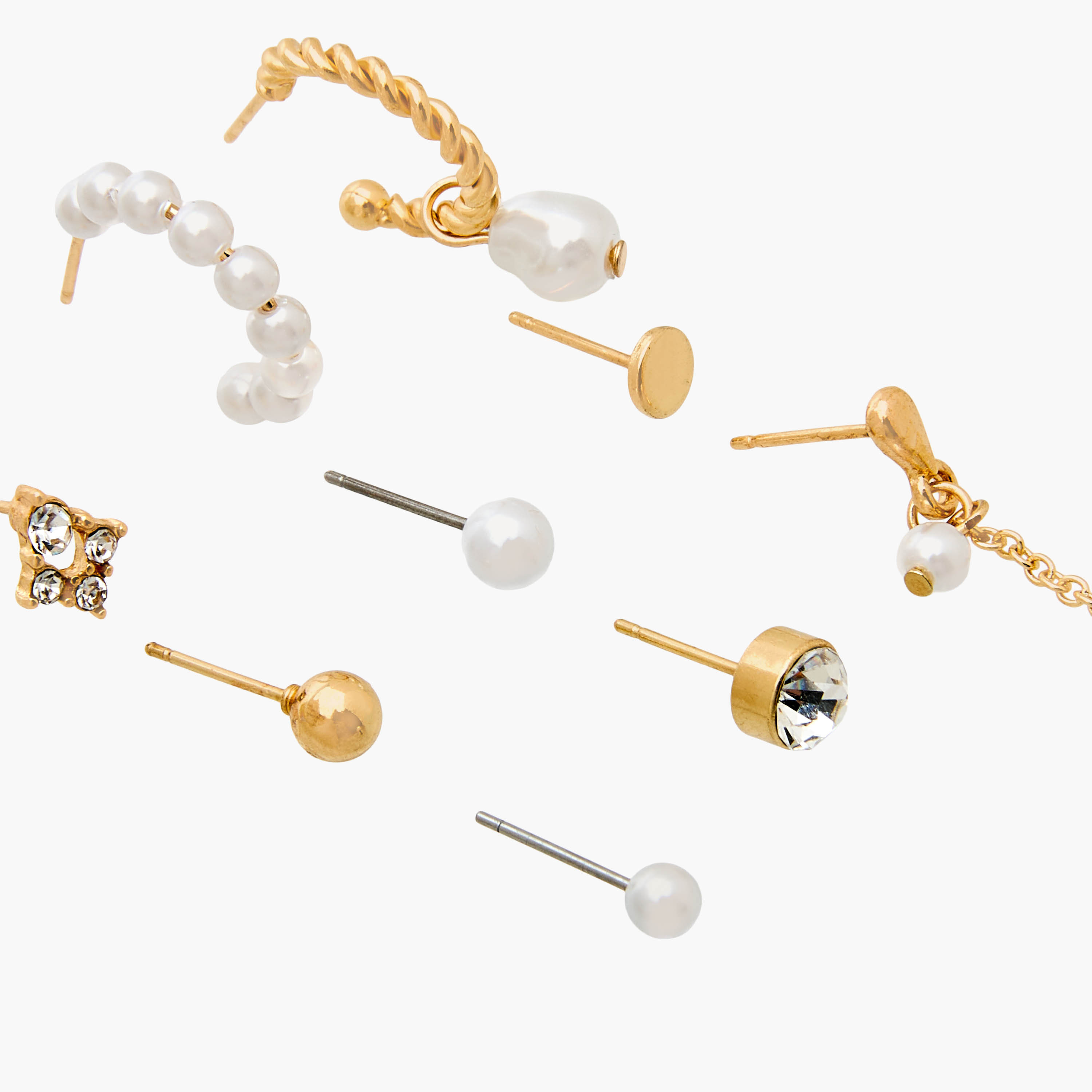Pack of 9 Gold Tone Embellished Earrings with Pushback closure-women-watchesandjewellery-jewellery-earrings-image-3