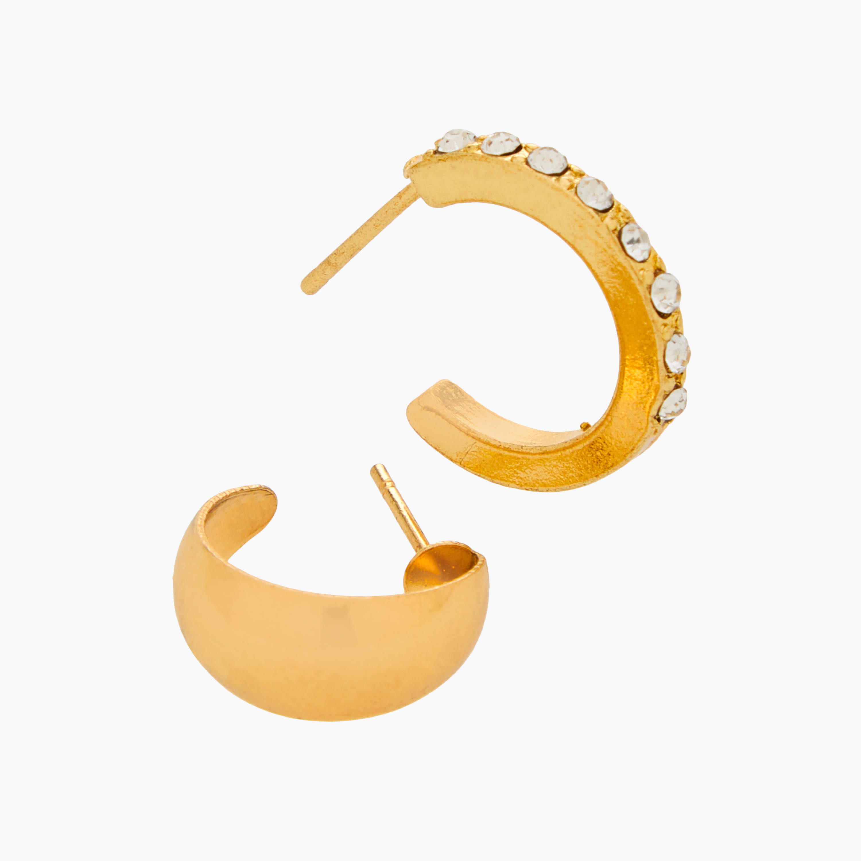 حلقان طوق ذهبية اللون بمكبس إغلاق خلفي - طقم من 3 أزواج-women-watchesandjewellery-jewellery-earrings-image-5